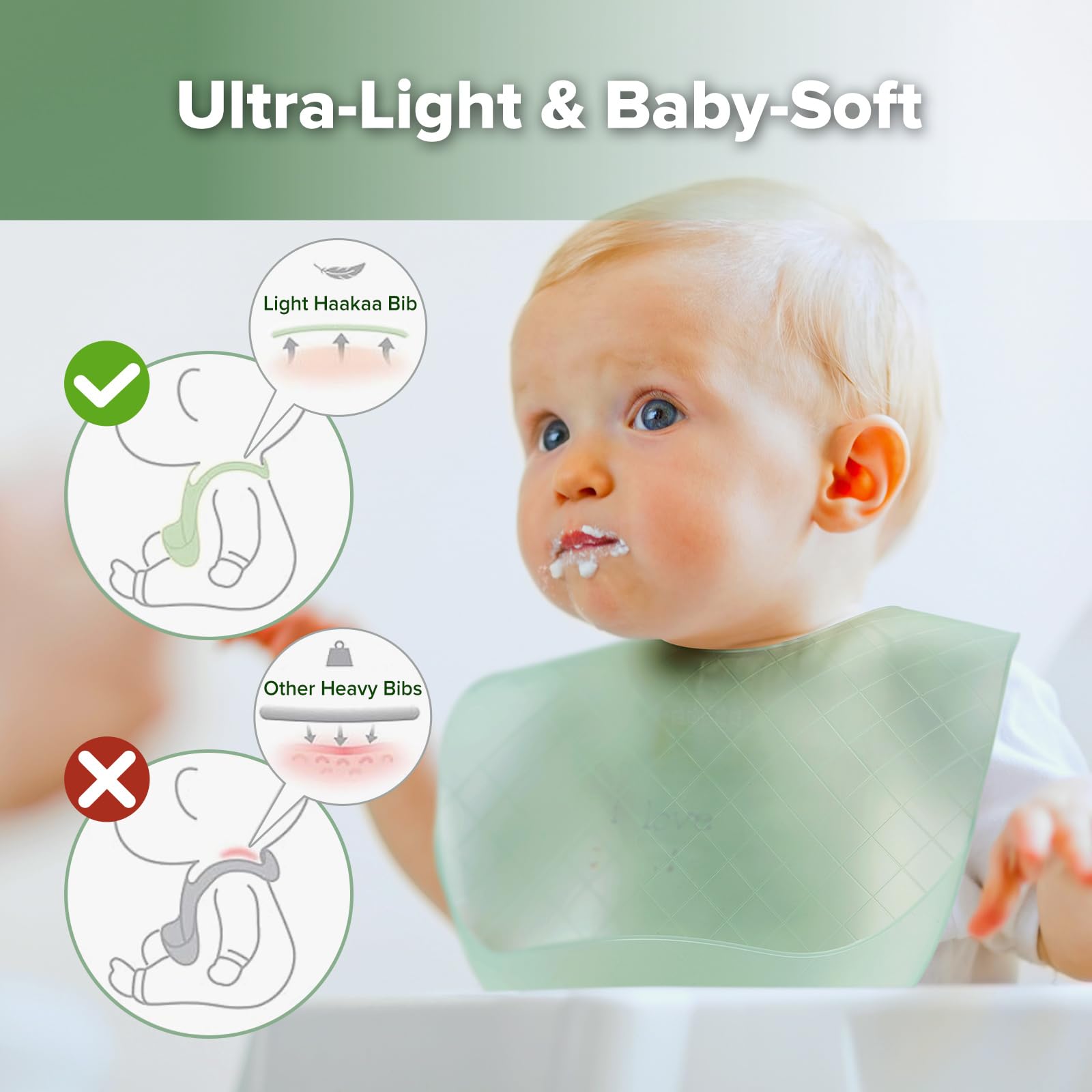 haakaa-lightweight-silicone-pocket-bib-ultra-light-and-foldable-travel-bib-with- image 2
