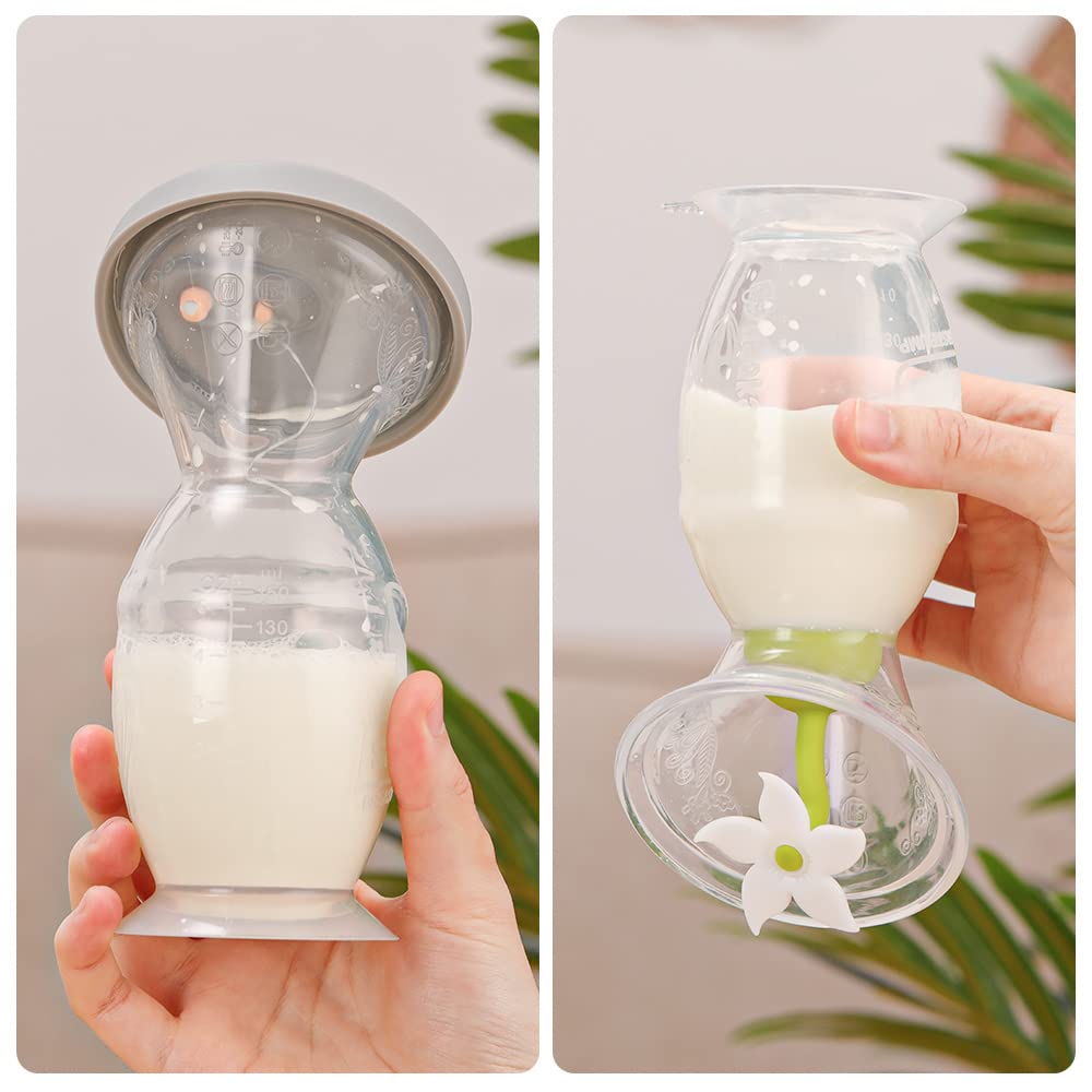 haakaa-manual-breast-pump-150ml-with-flower-stopper-silicone-lid-silicone-strap- image 7