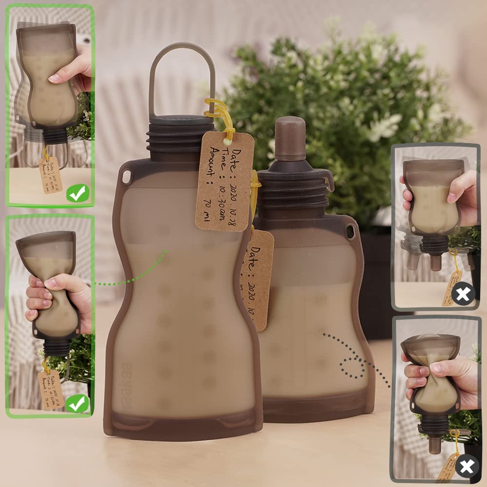 haakaa-silicone-baby-food-pouches-breastmilk-storage-bags-with-silicone-nipple-f image 4