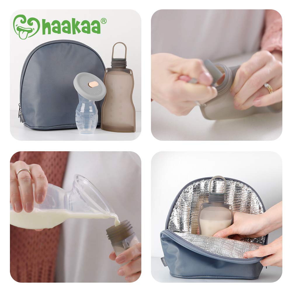 haakaa-manual-breast-pump-4oz-100ml-with-leakproof-lid-breastmilk-storage-bag-an image 6