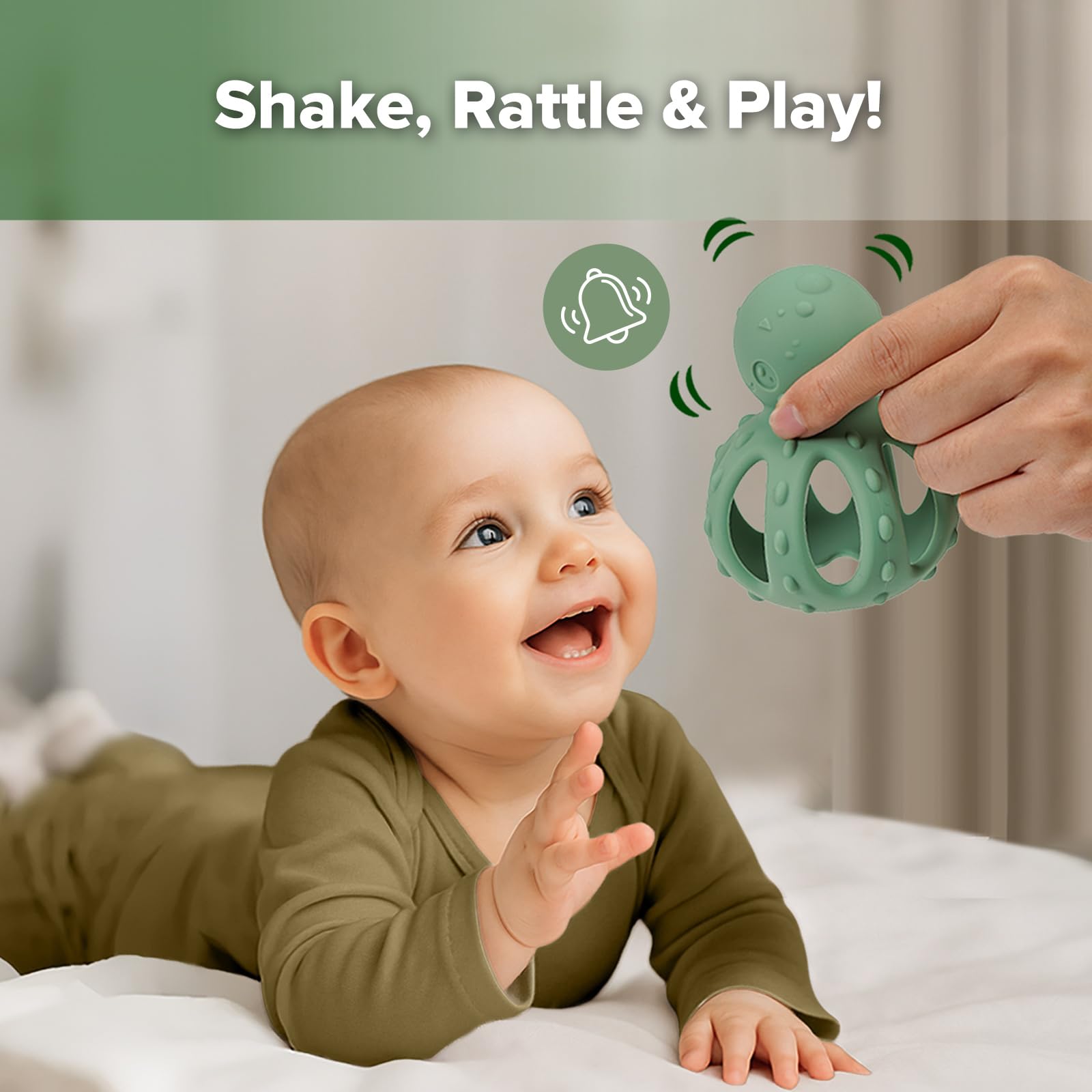 haakaa-2-in-1-octopus-teething-toy-with-gentle-rattle-soft-silicone-teether-for- image 3