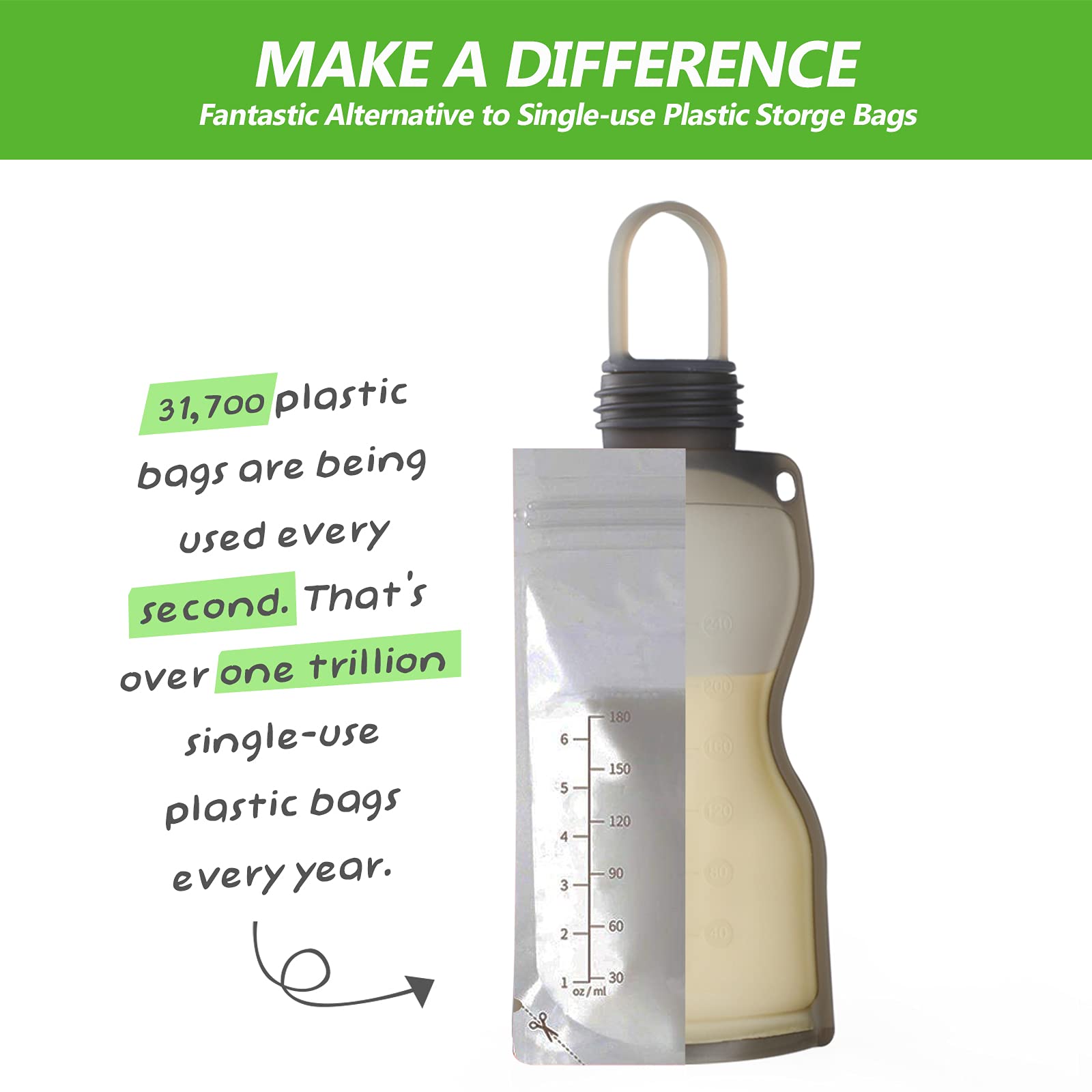 haakaa-reusable-silicone-breast-milk-storage-bags-9oz-260ml-leakproof-bpa-free-5 image 2
