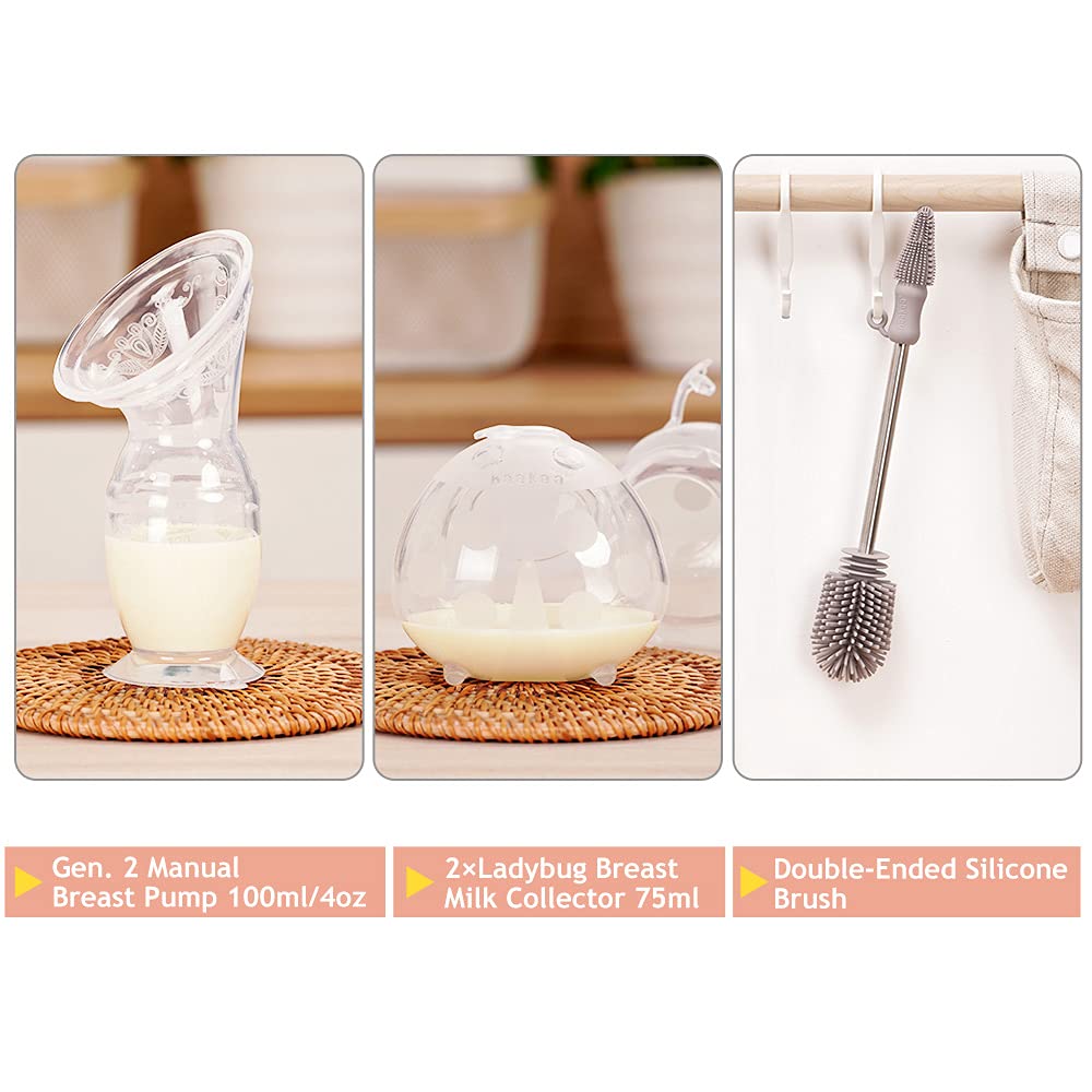 haakaa-manual-breast-pump-100ml-ladybug-milk-collector-75ml-set-with-cleaning-br image 2