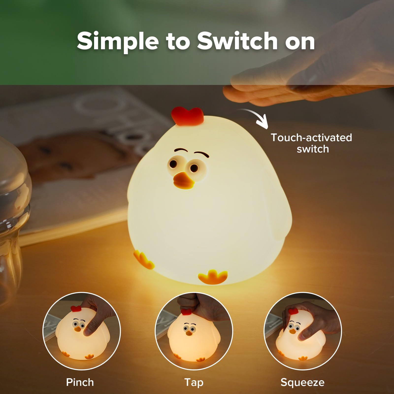 haakaa-baby-night-light-usb-rechargeable-chicken-squishy-lamp-with-2-level-dimma image 4