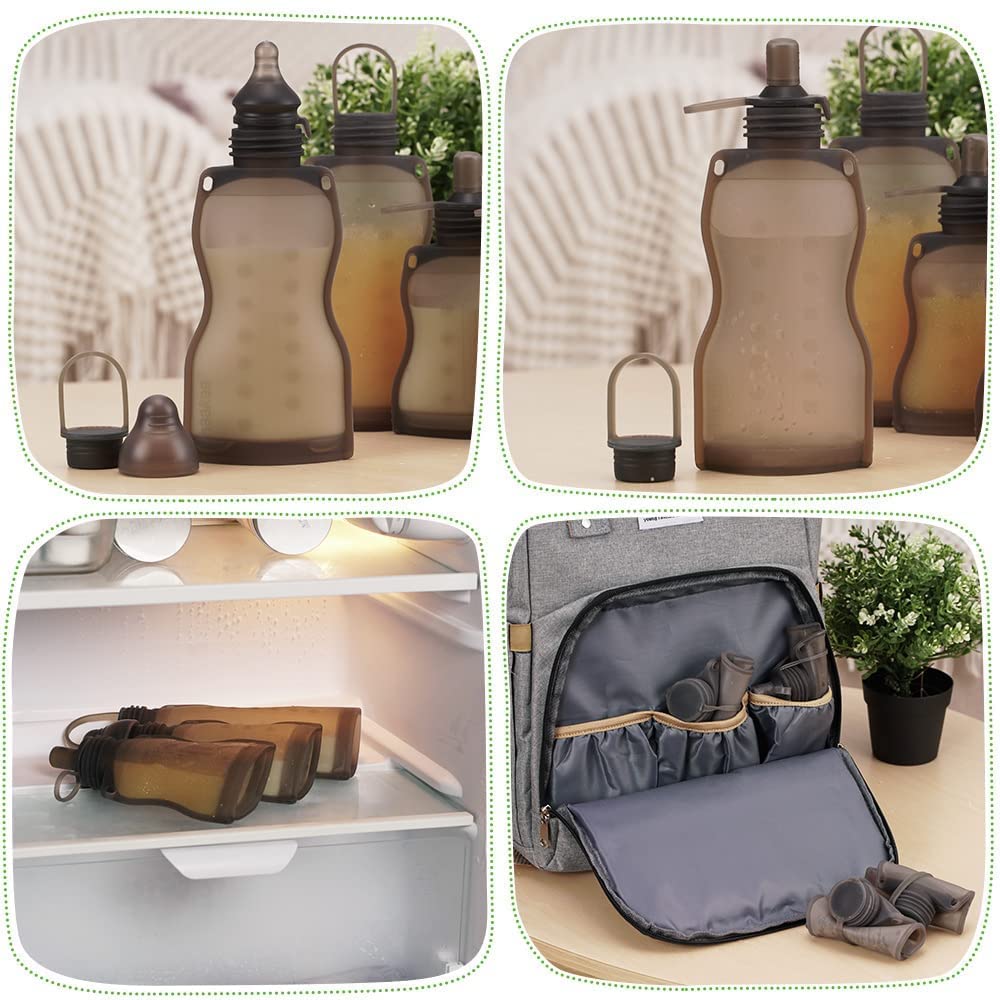 haakaa-silicone-baby-food-pouches-breastmilk-storage-bags-with-silicone-nipple-f image 2