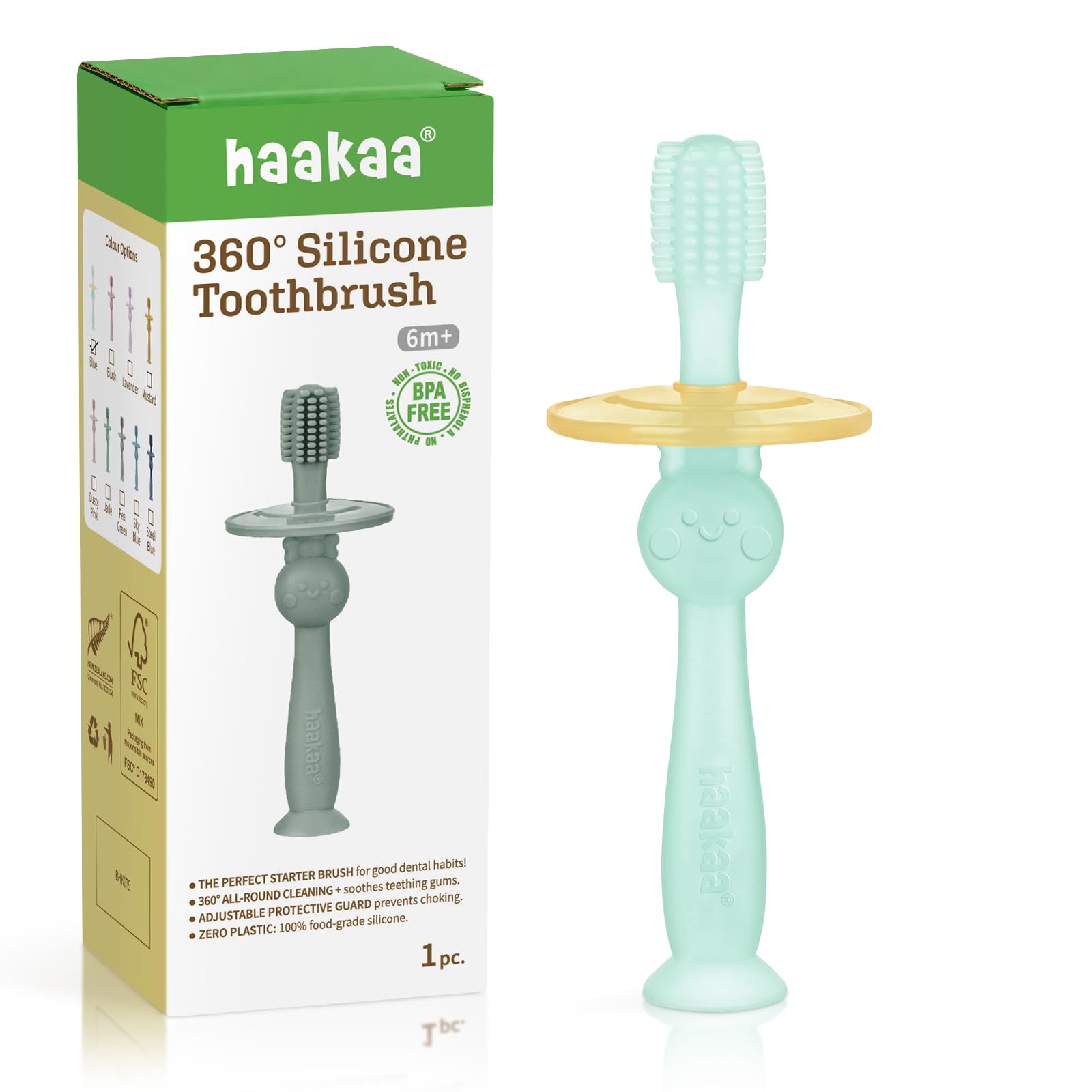 haakaa-360-baby-toothbrush-with-suction-base-blue image 1