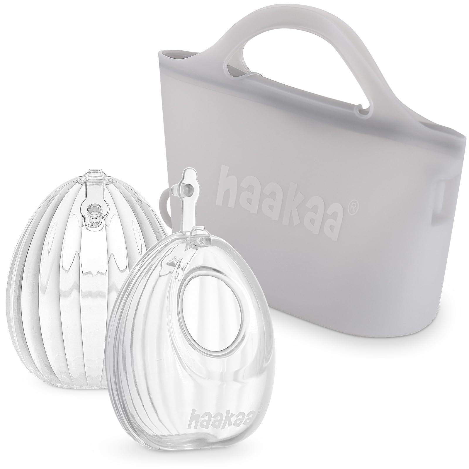 haakaa-wearable-silicone-breast-pump-with-steriliser-bag-2-in-1-hands-free-2-pac image 1