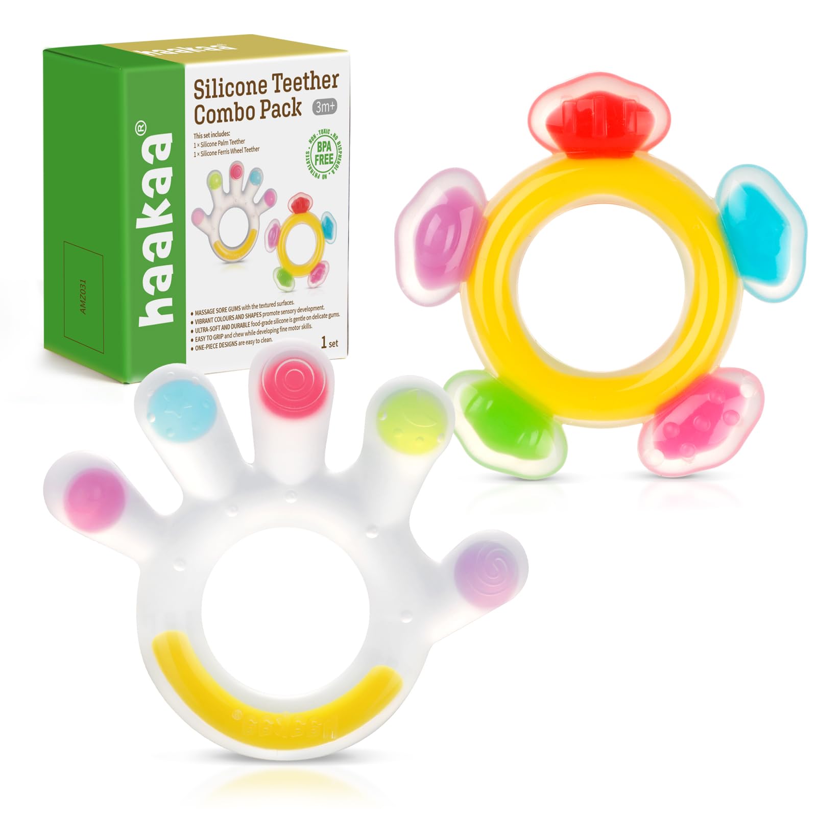 haakaa-silicone-teether-combo-2-pack-palm-ferris-wheel-baby-teethers-for-3m-bpa- image 1