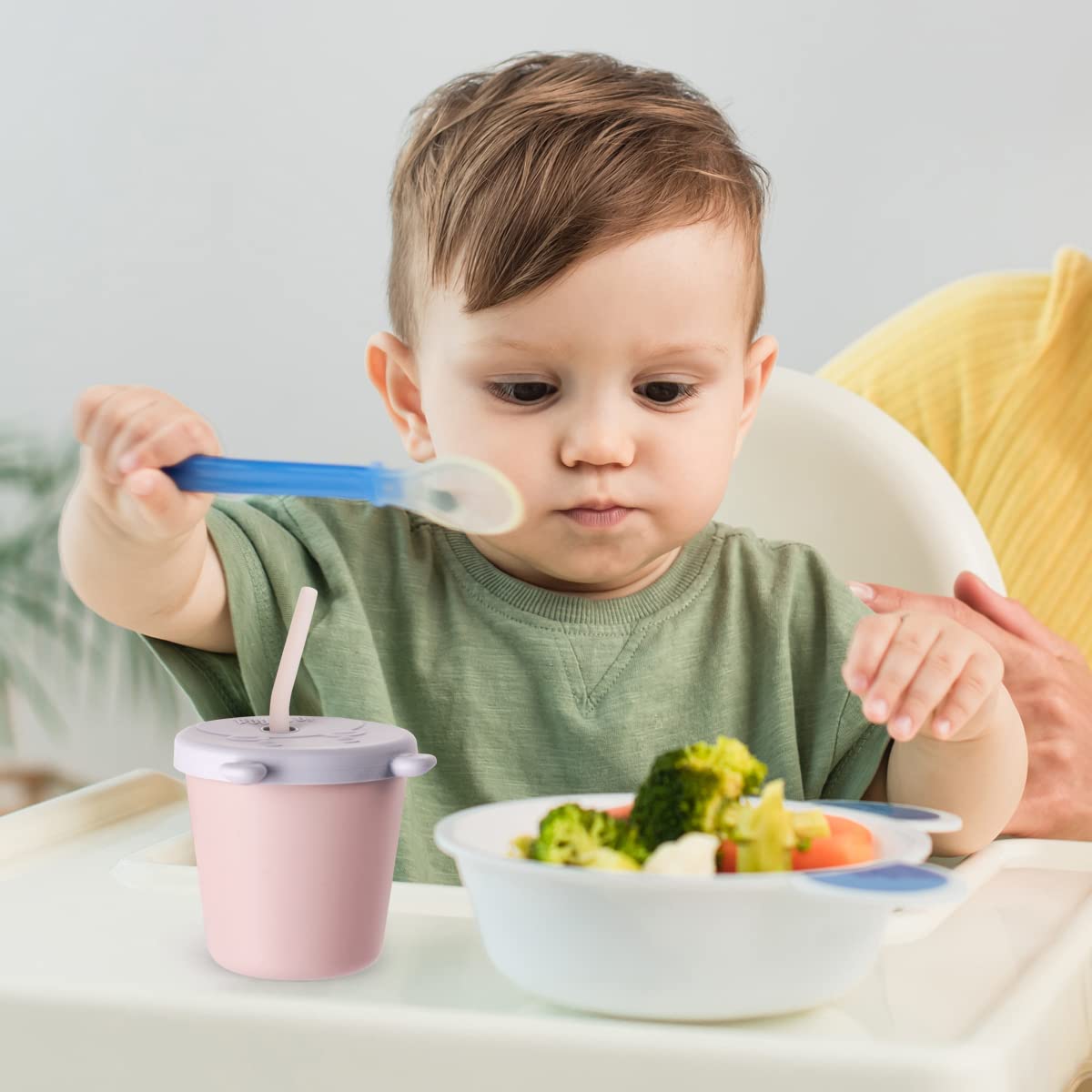haakaa-jolly-hippo-silicone-straw-cup-5oz-2-in-1-baby-training-cup-with-snack-co image 6