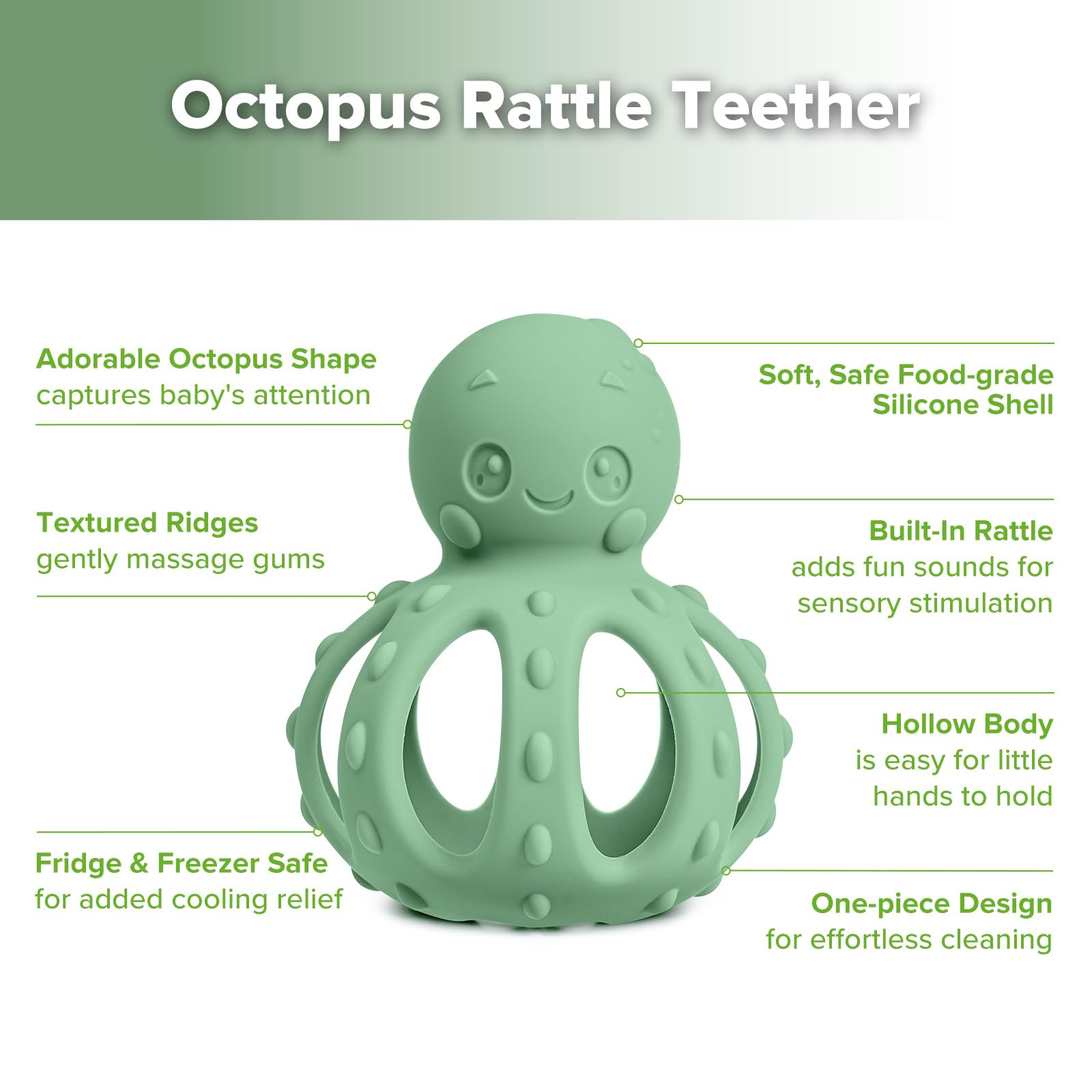 haakaa-2-in-1-octopus-teething-toy-with-gentle-rattle-soft-silicone-teether-for- image 4