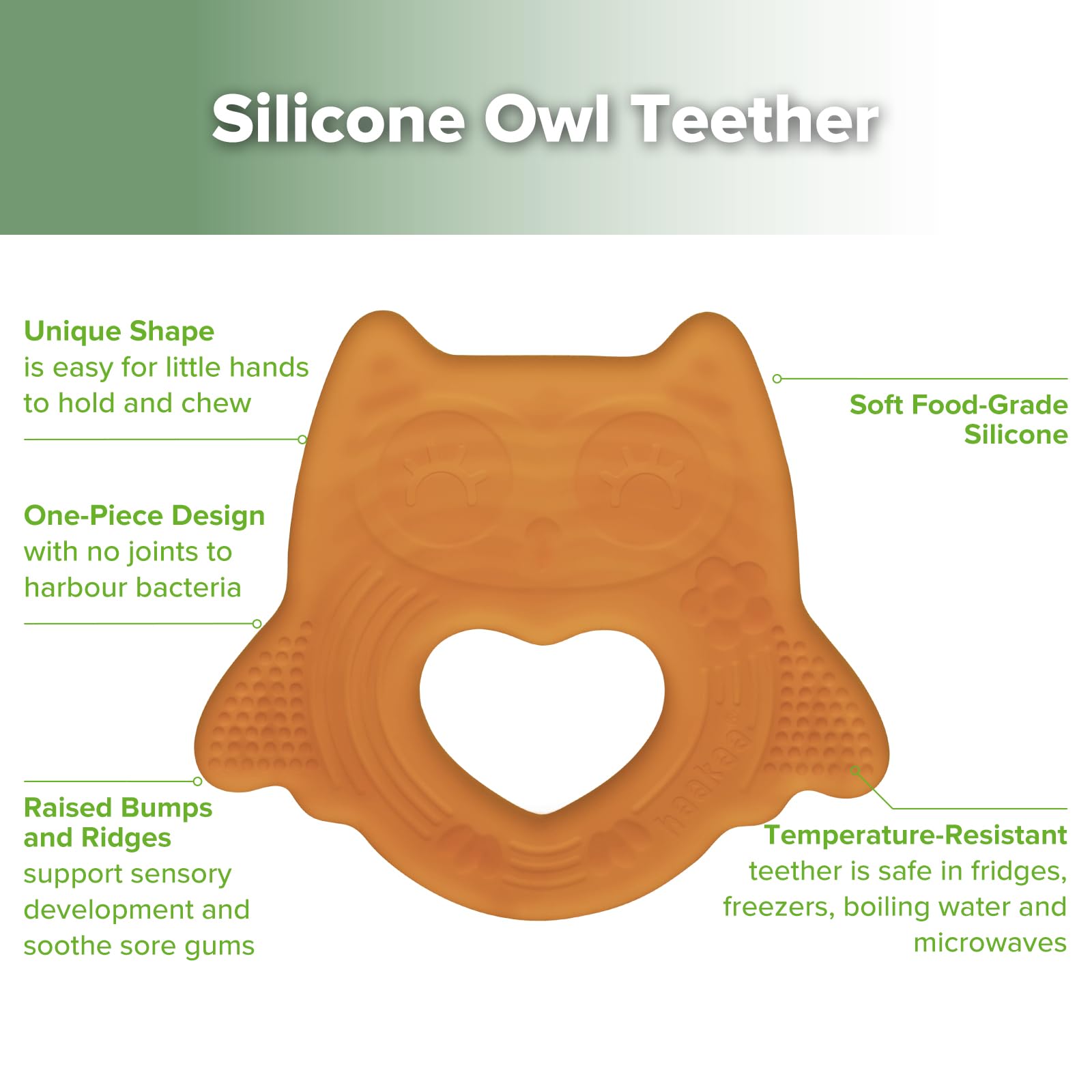 haakaa-silicone-owl-teether-food-grade-smiling-teething-toy-for-infants-bpa-free image 4