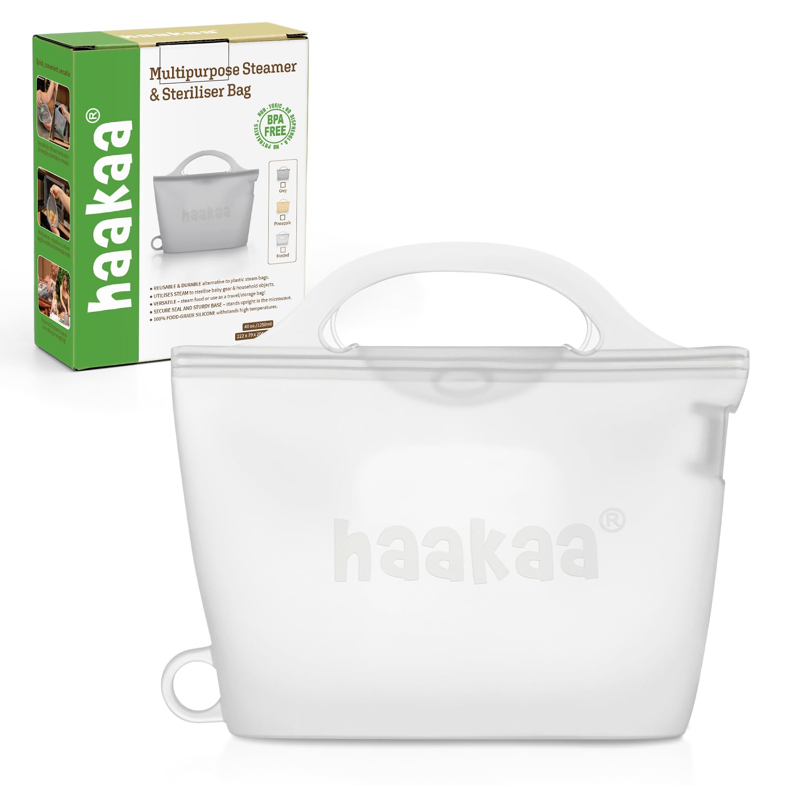 haakaa-silicone-microwave-steamer-steriliser-bag-40oz-1250ml-reusable-bpa-free-f image 1