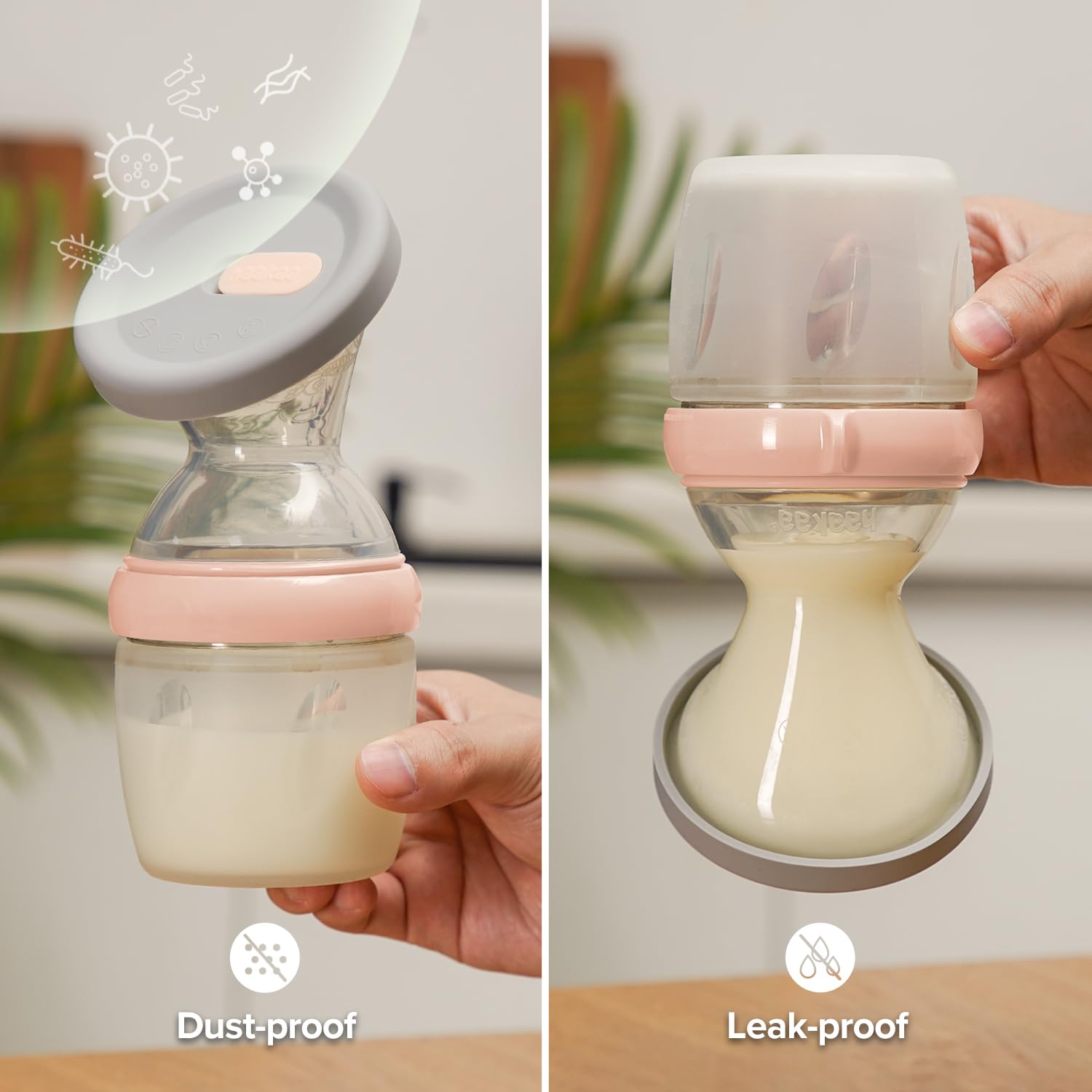 haakaa-gen-3-manual-breast-pump-silicone-milk-collector-with-lid-5-4oz-160ml-pea image 4