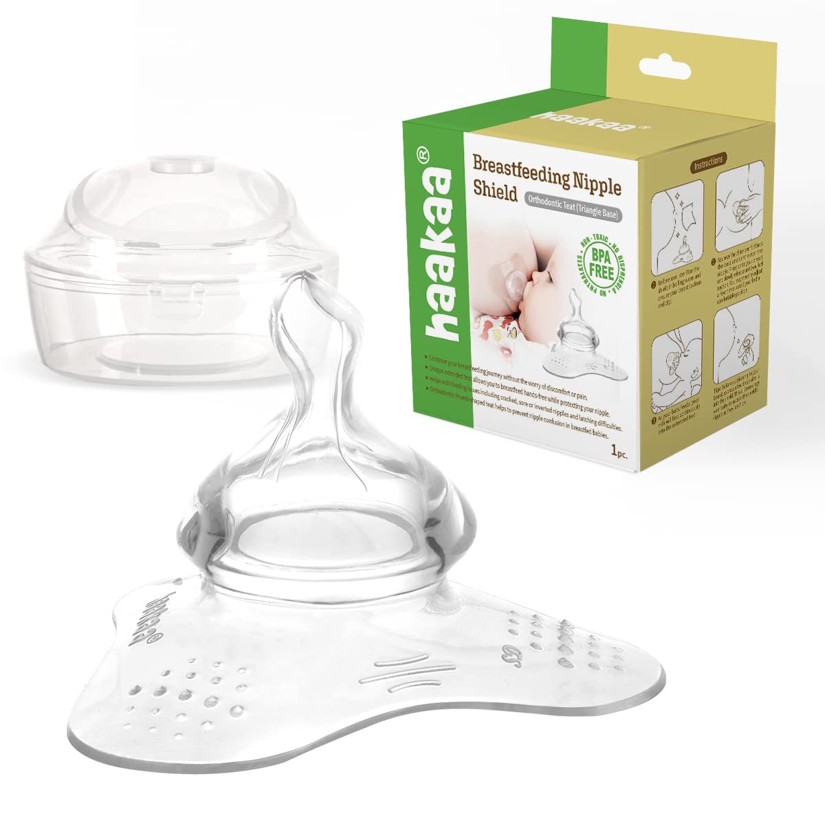 haakaa-nipple-shield-for-breastfeeding-orthodontic-teat-triangle-base-1-pack-siz image 1