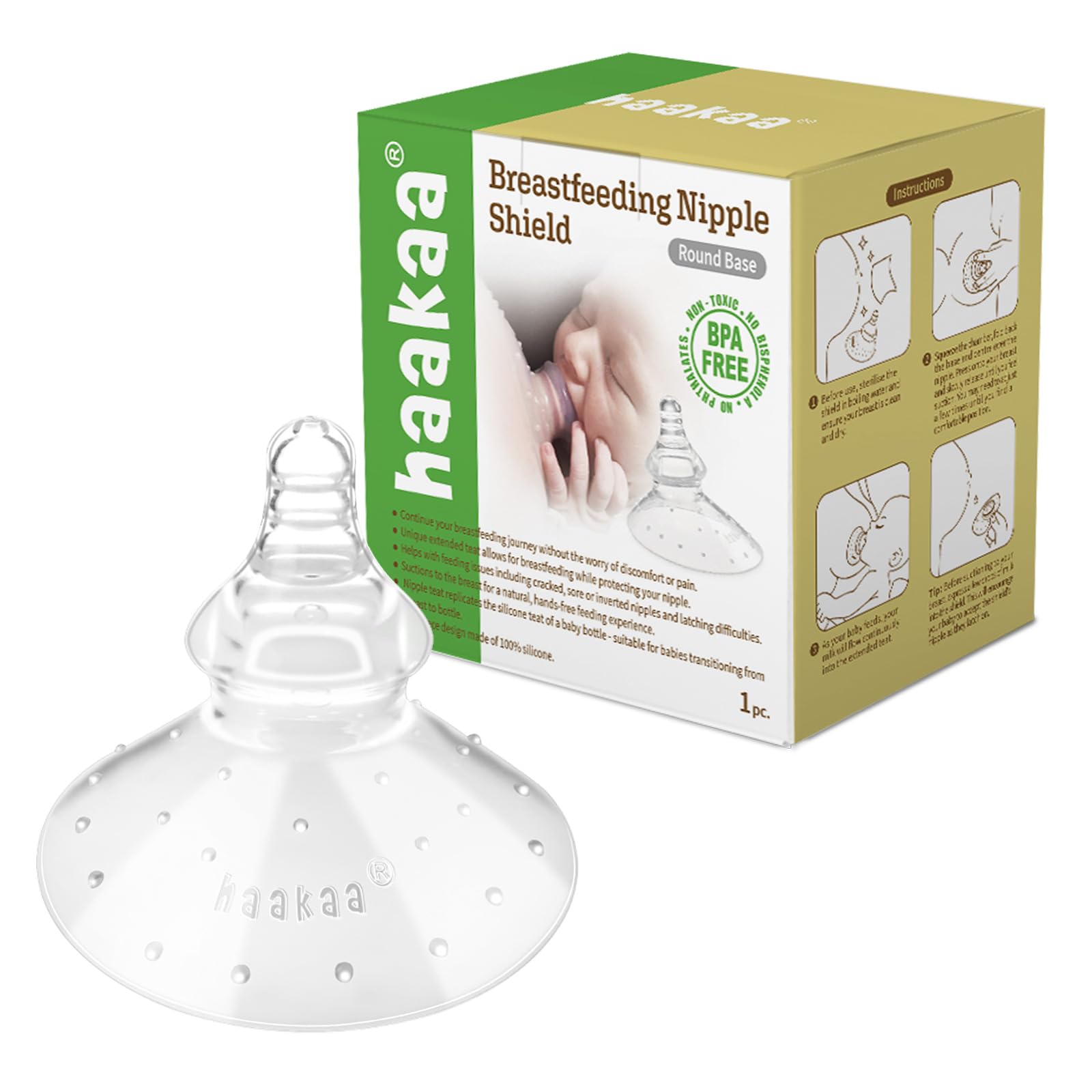 haakaa-silicone-nipple-shields-for-breastfeeding-with-carry-case-super-soft-roun image 1