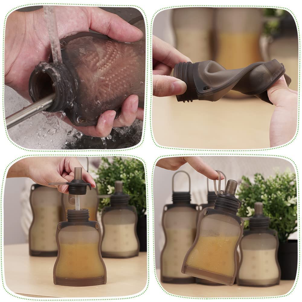haakaa-silicone-baby-food-pouches-breastmilk-storage-bags-with-silicone-nipple-f image 6