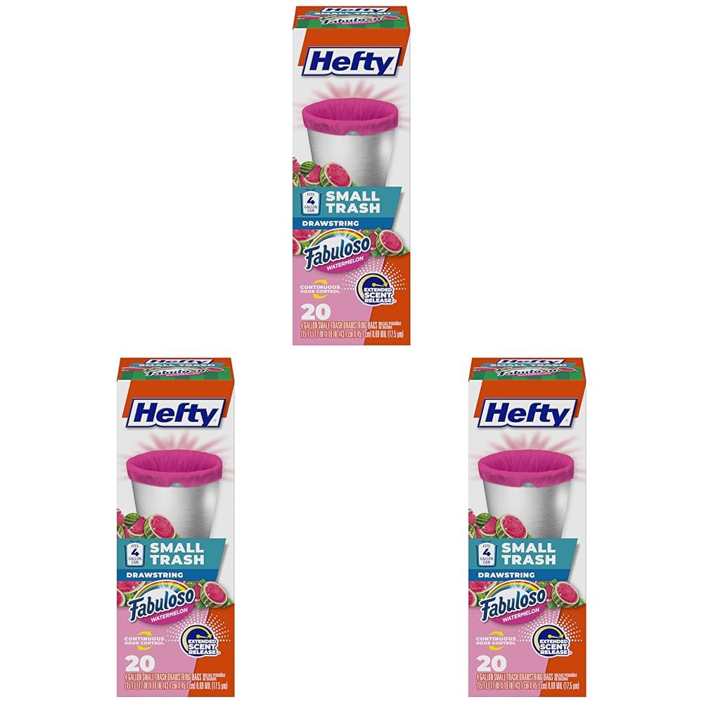 hefty-4-gallon-small-trash-bags-pink-fabuloso-watermelon-scent-20-count-drawstri image 8