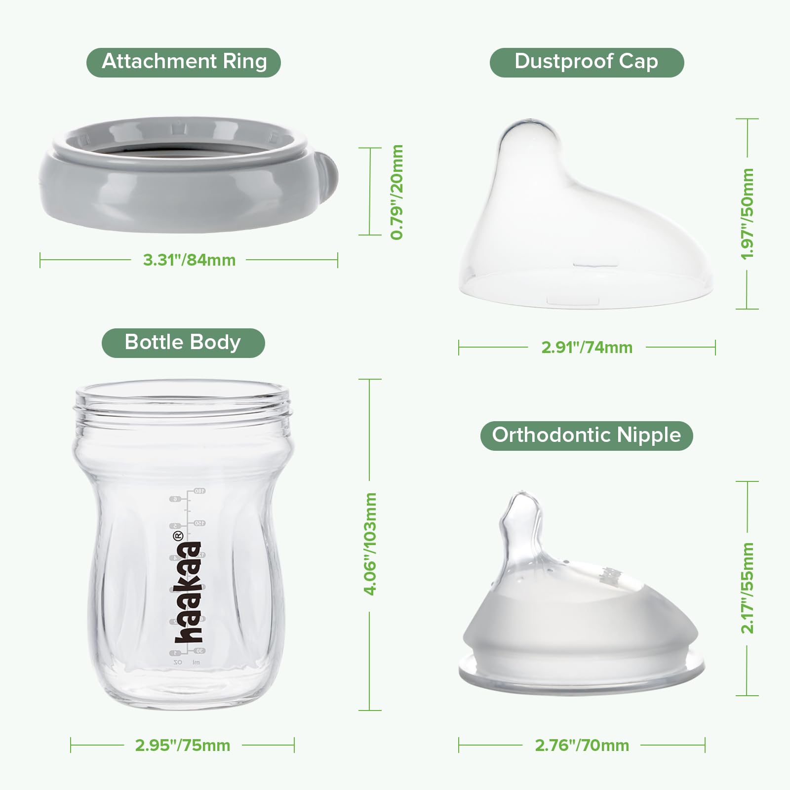 haakaa-gen-3-natural-glass-baby-bottle-6-3-oz-180-ml-wide-neck-anti-colic-grey image 8