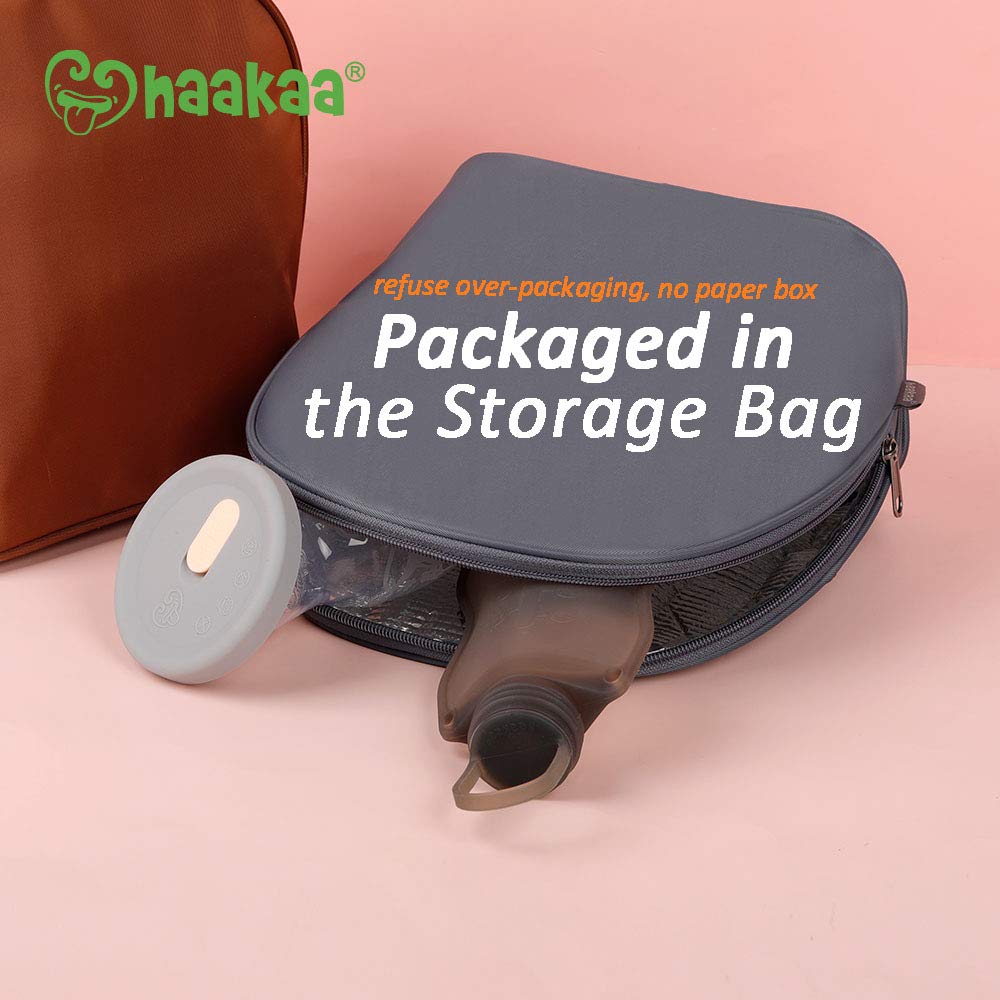 haakaa-manual-breast-pump-4oz-100ml-with-leakproof-lid-breastmilk-storage-bag-an image 3