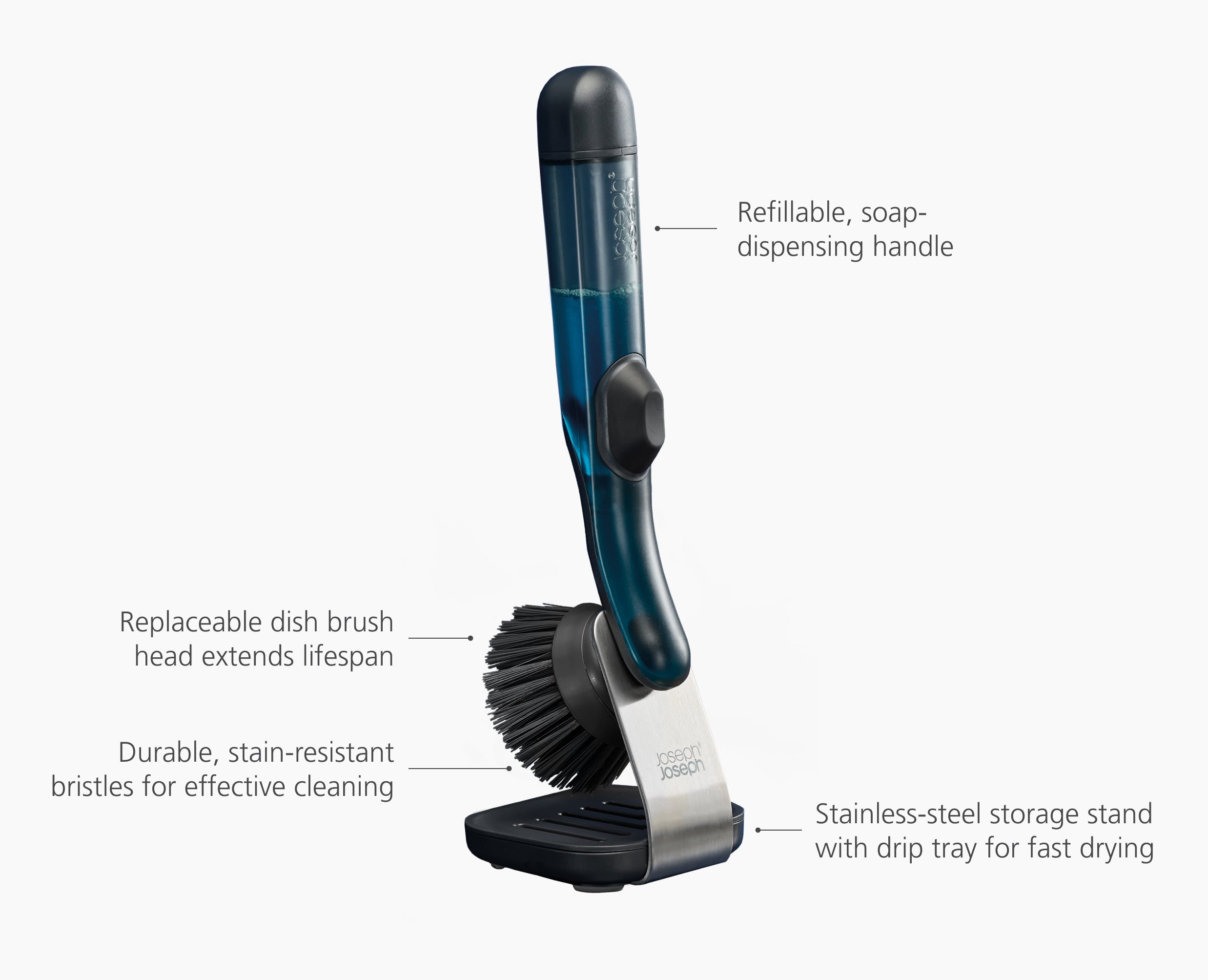 joseph-joseph-sinktech-soap-dispensing-washing-up-brush-with-steel-stand image 6