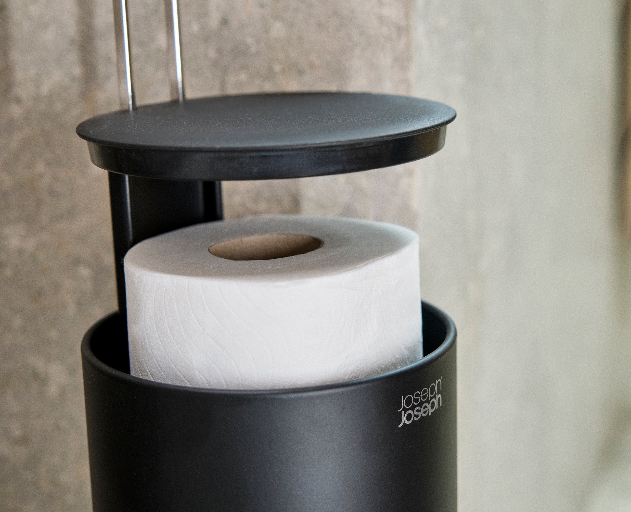 joseph-joseph-easystore-matt-black-concealed-toilet-roll-holder image 4
