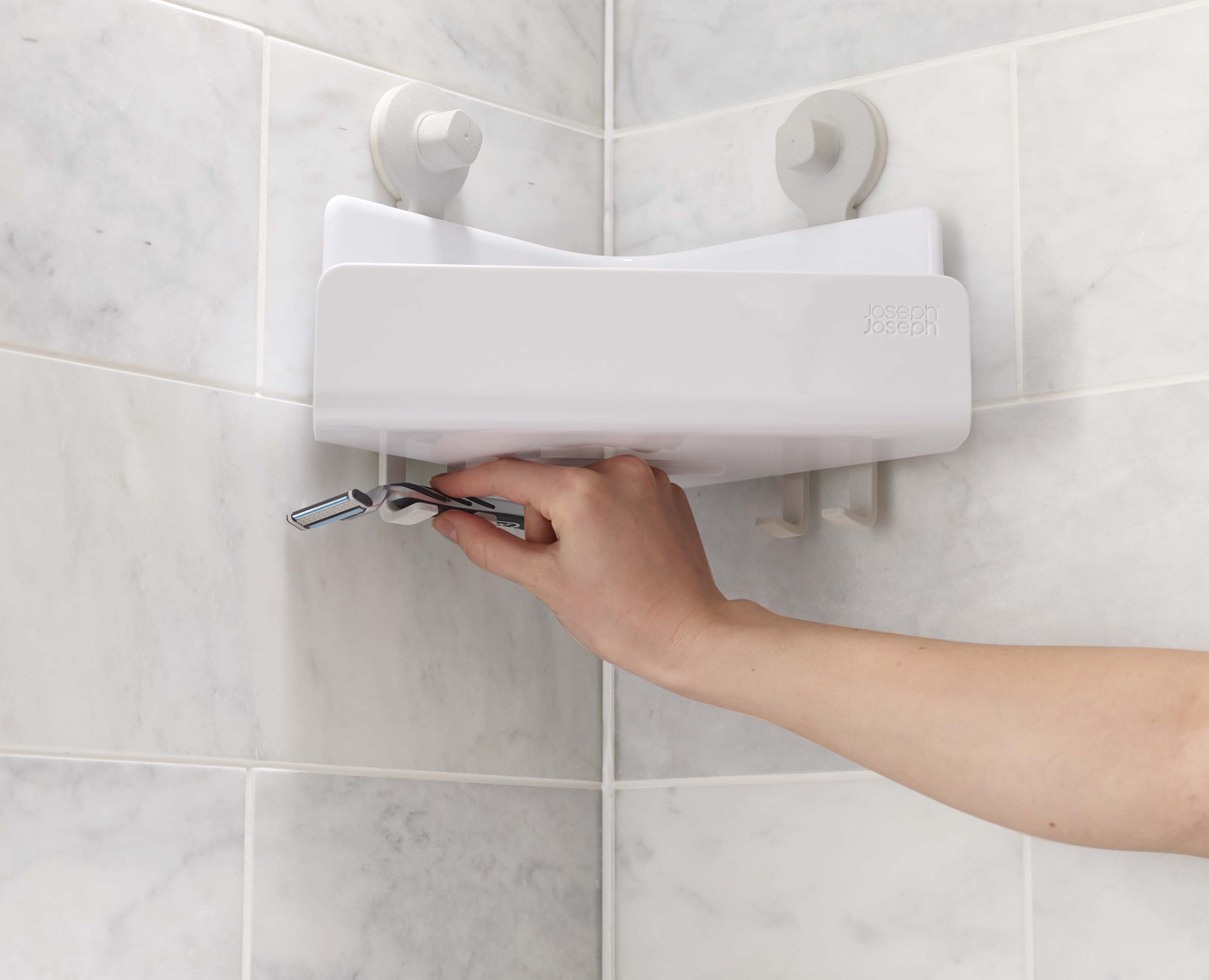 joseph-joseph-easystore-2-piece-corner-shower-shelf-set-white image 5