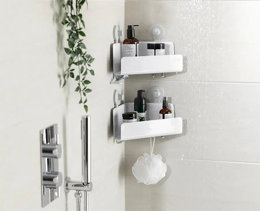 joseph-joseph-easystore-2-piece-corner-shower-shelf-set-white image 2