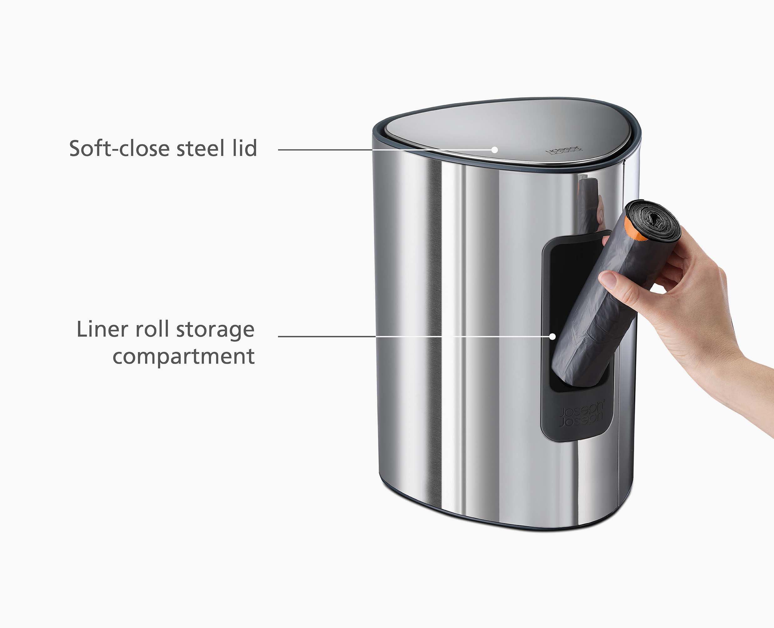 joseph-joseph-easystore-luxe-5l-stainless-steel-bathroom-pedal-bin image 6