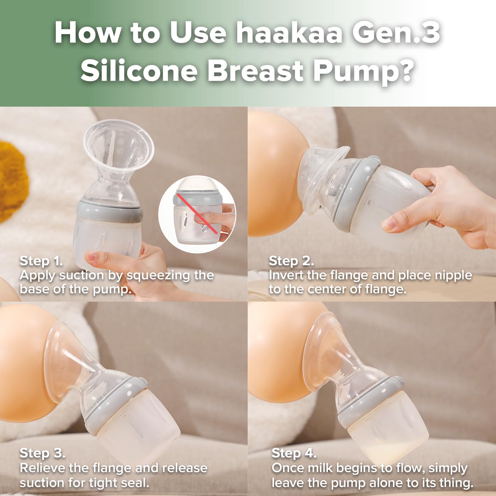 haakaa-gen-3-manual-breast-pump-multifunctional-silicone-pump-5-4oz-160ml-grey image 6