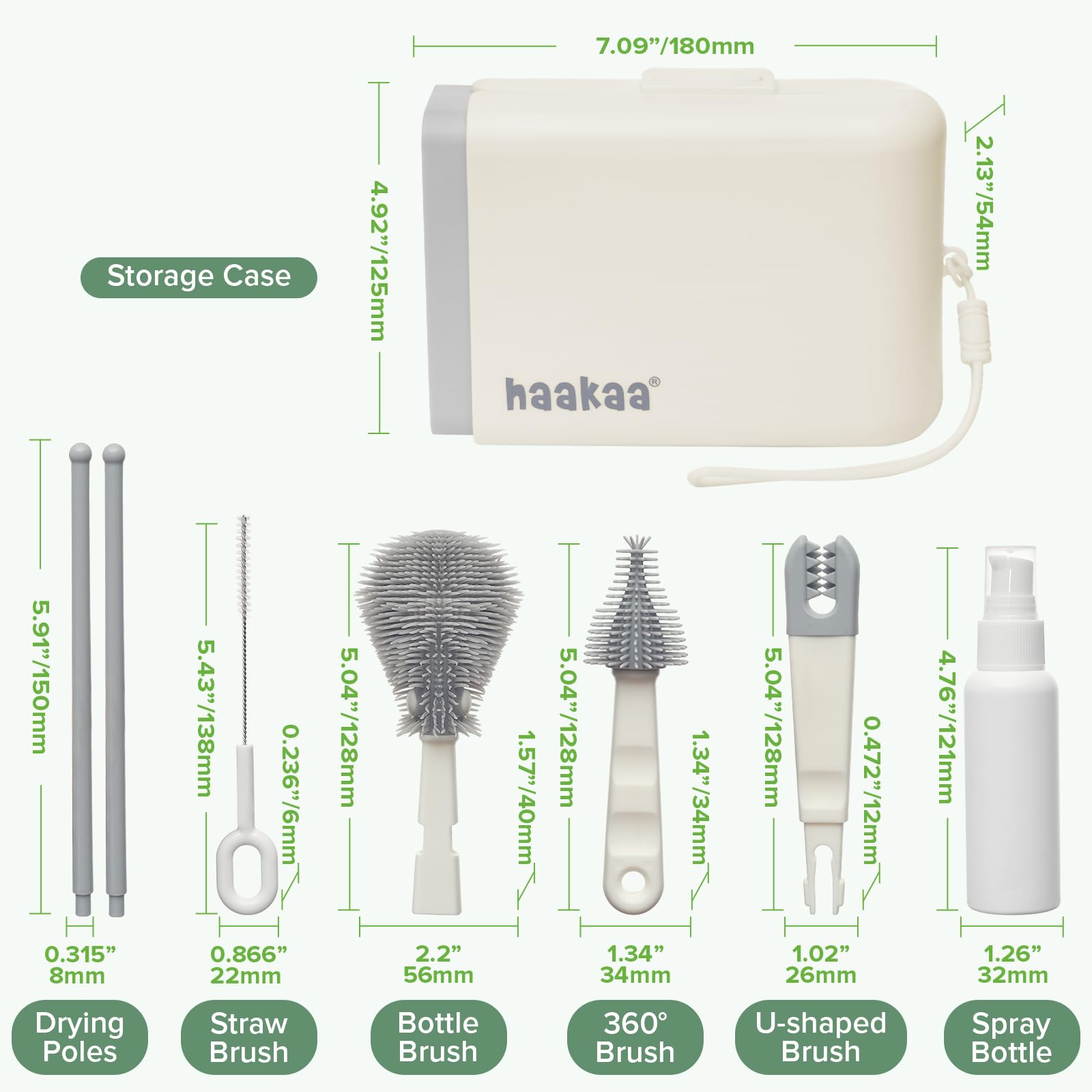 haakaa-travel-bottle-brush-set-7-in-1-baby-bottle-cleaner-kit-with-drying-rack-t image 8