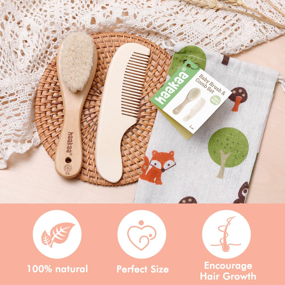 haakaa-baby-hair-brush-and-comb-set-pear-fect-manicure-kit-gentle-grooming-for-n image 3