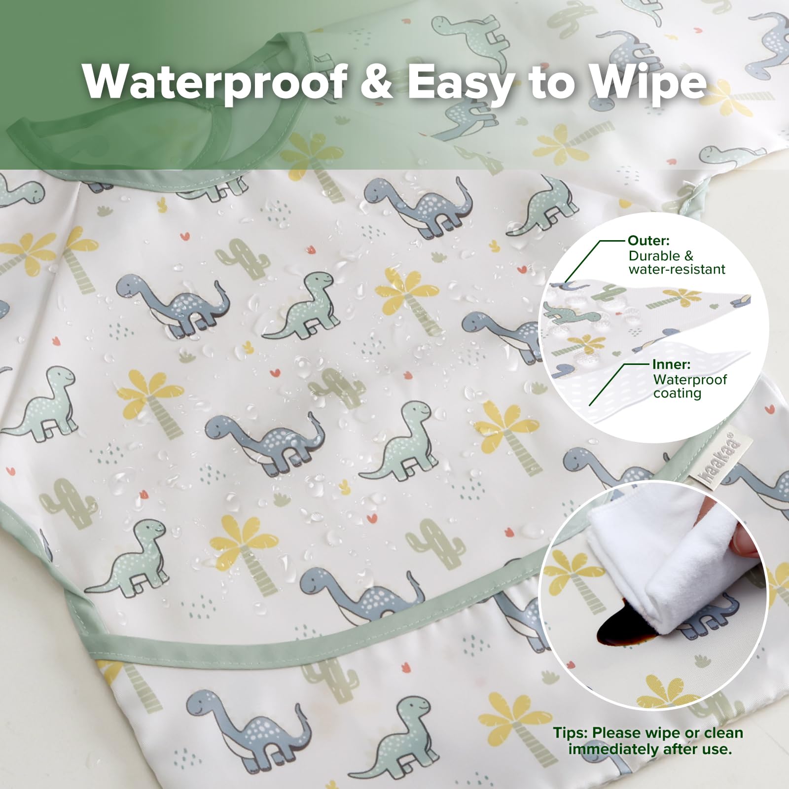 haakaa-long-sleeve-baby-bib-waterproof-adjustable-smock-for-eating-painting-play image 4