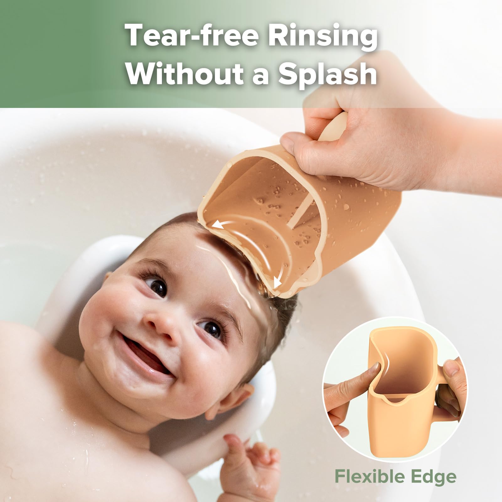 haakaa-gentle-pour-bath-rinse-cup-food-grade-silicone-355ml-coral image 3
