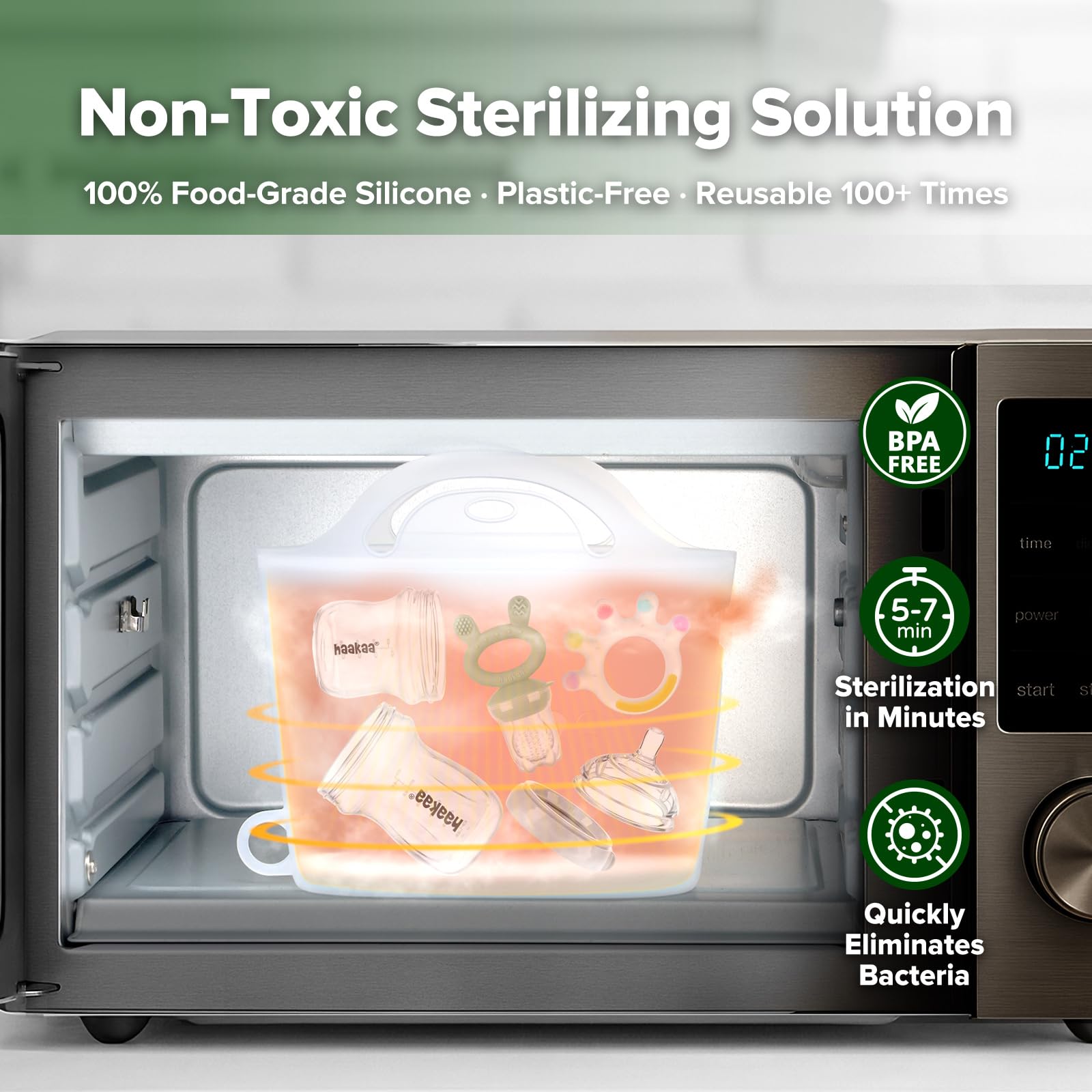 haakaa-silicone-microwave-steamer-steriliser-bag-40oz-1250ml-reusable-bpa-free-f image 2