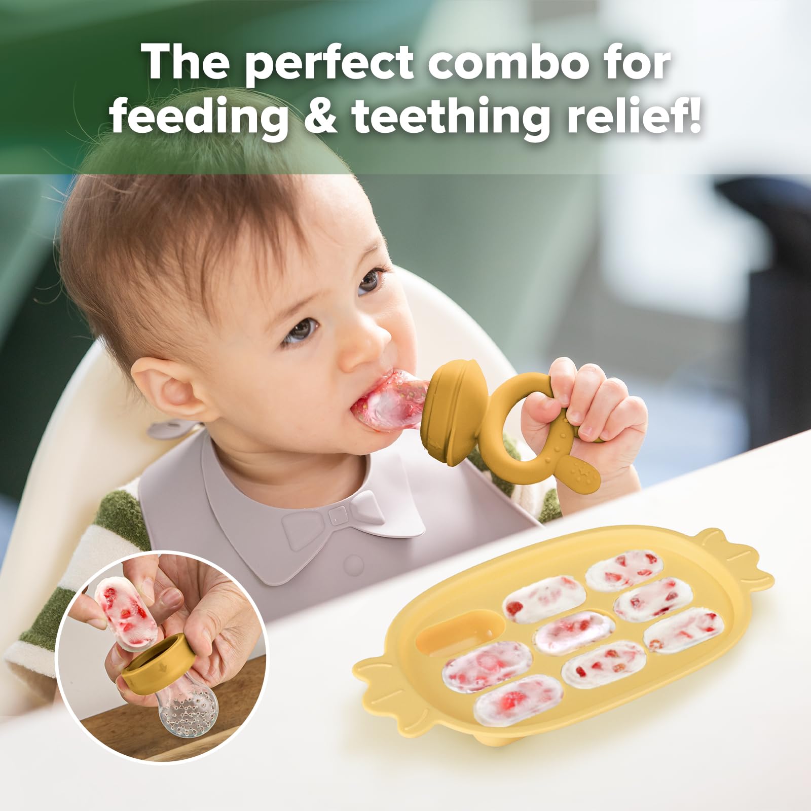 haakaa-baby-fruit-food-feeder-and-silicone-nibble-tray-combo-breastmilk-popsicle image 2