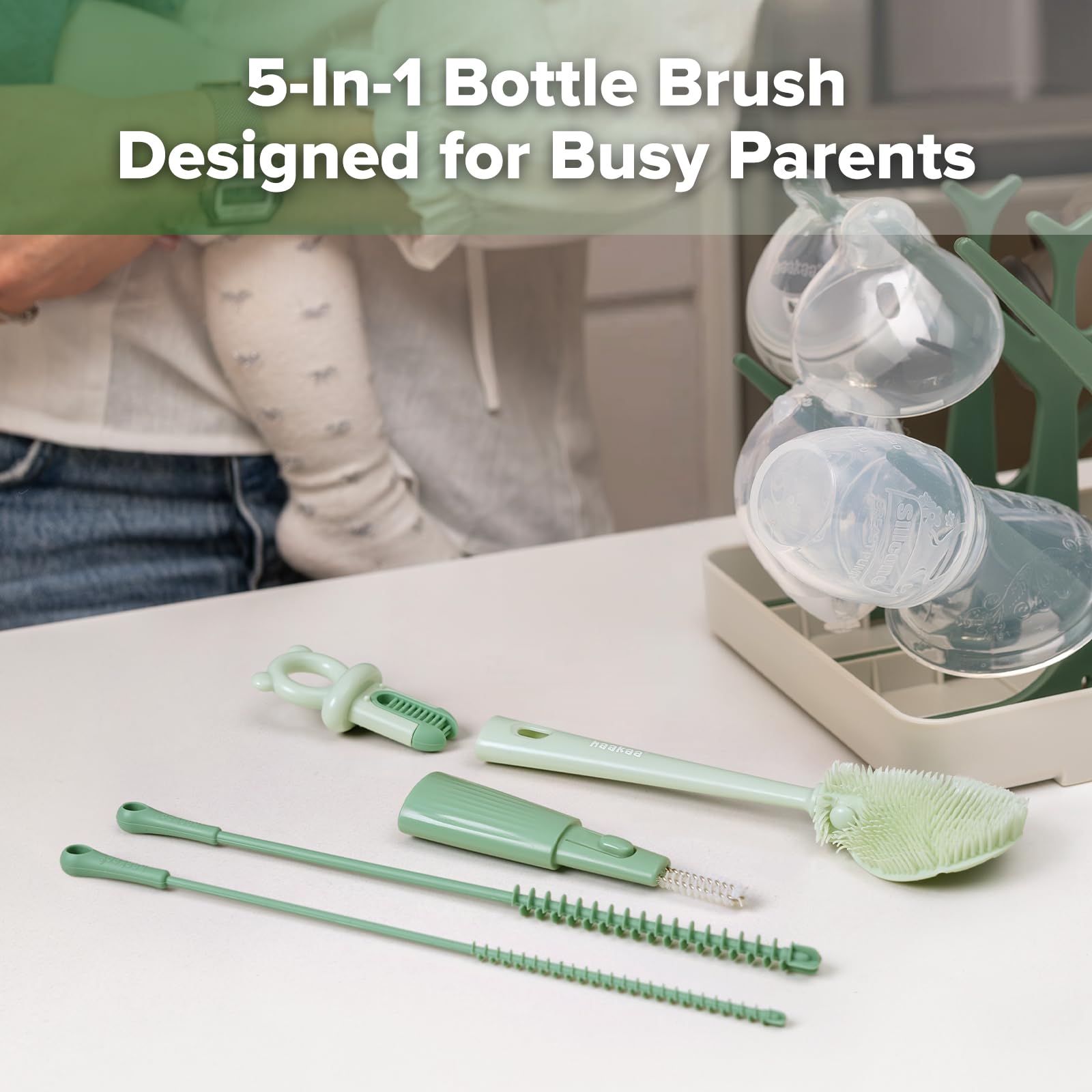 haakaa-5-in-1-cleaning-brush-set-all-in-one-baby-bottle-brush-breast-pump-cleane image 2