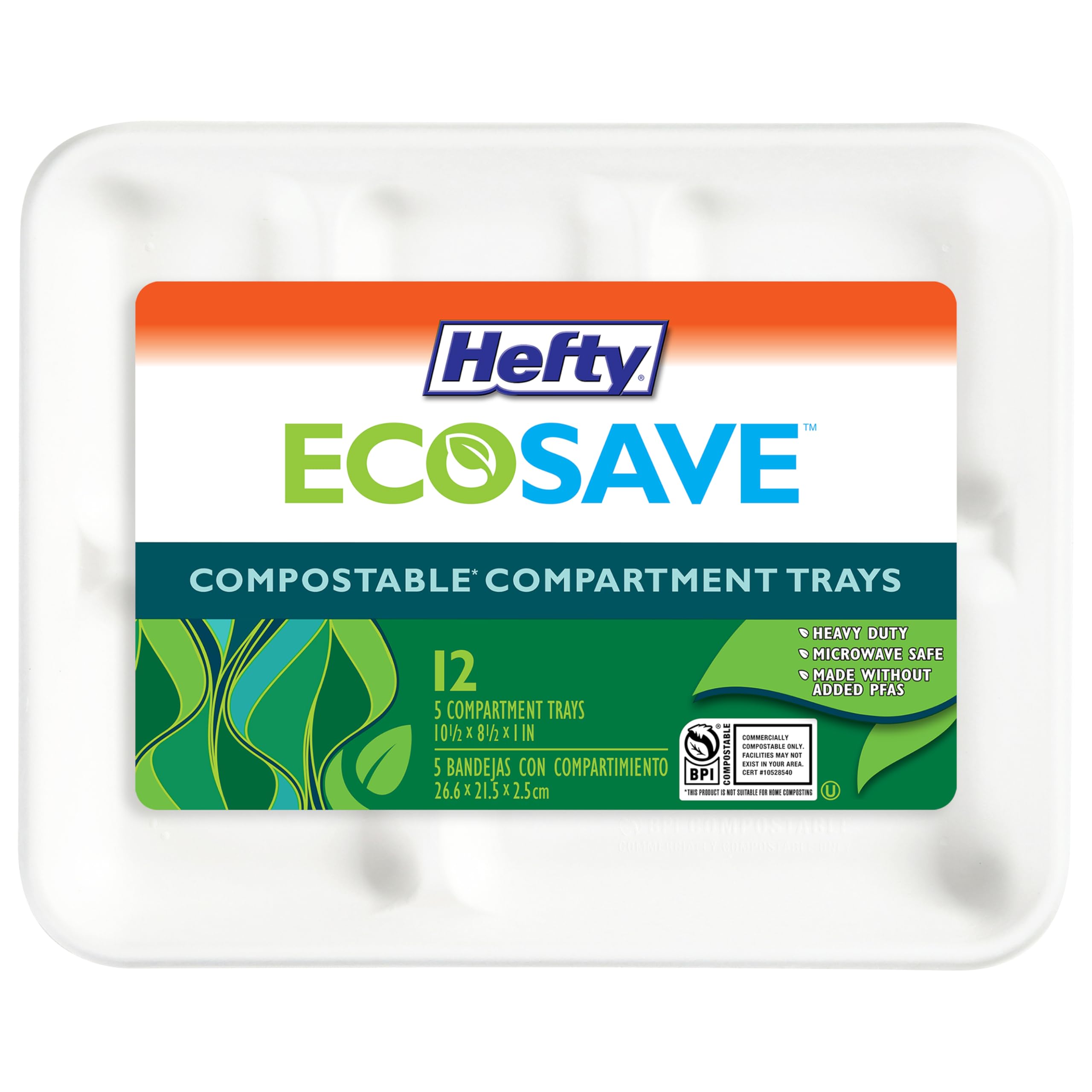hefty-ecosave-compostable-5-compartment-paper-trays-12-count image 1