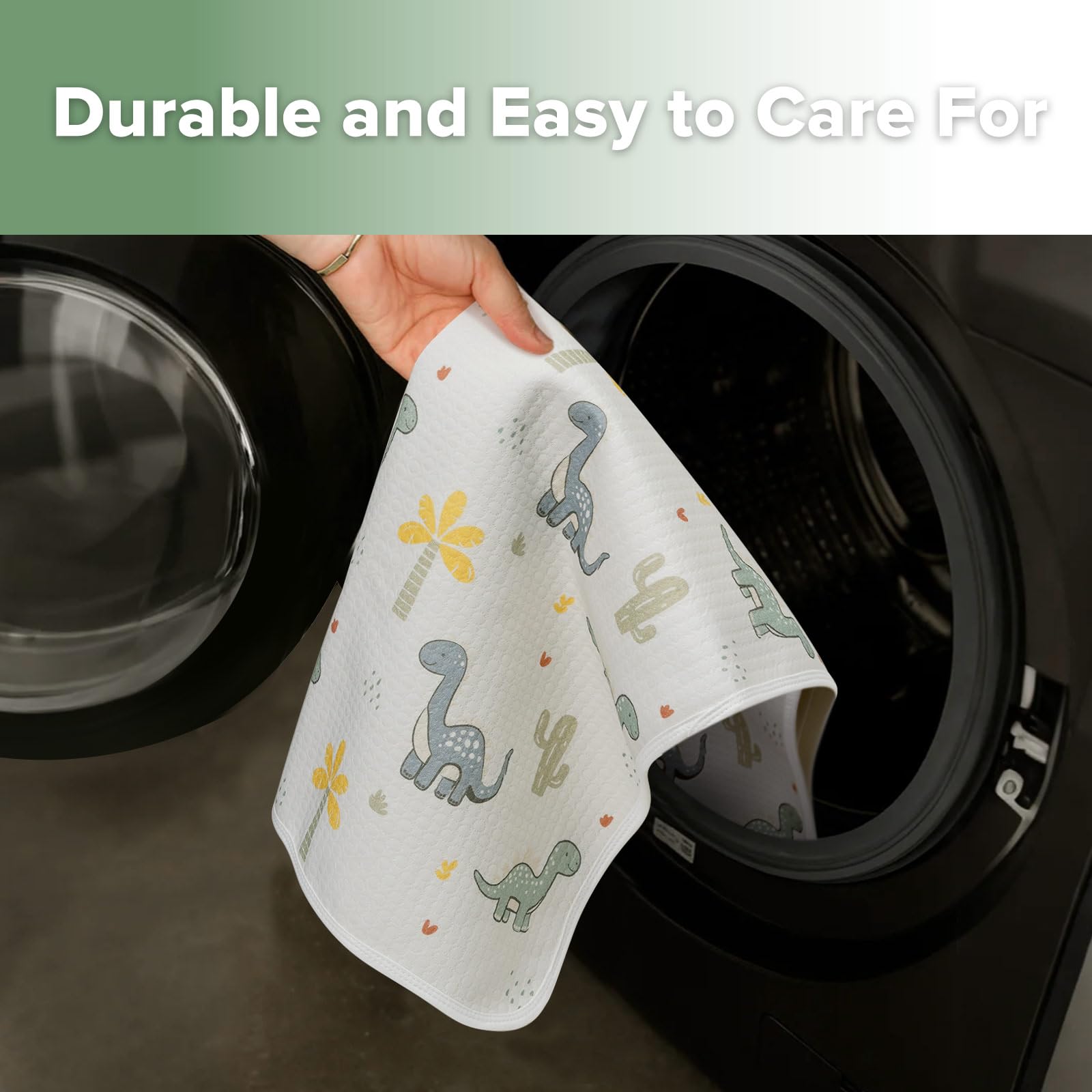 haakaa-waterproof-changing-pad-liner-100-cotton-soft-breathable-19-5-x-27-5-dino image 7