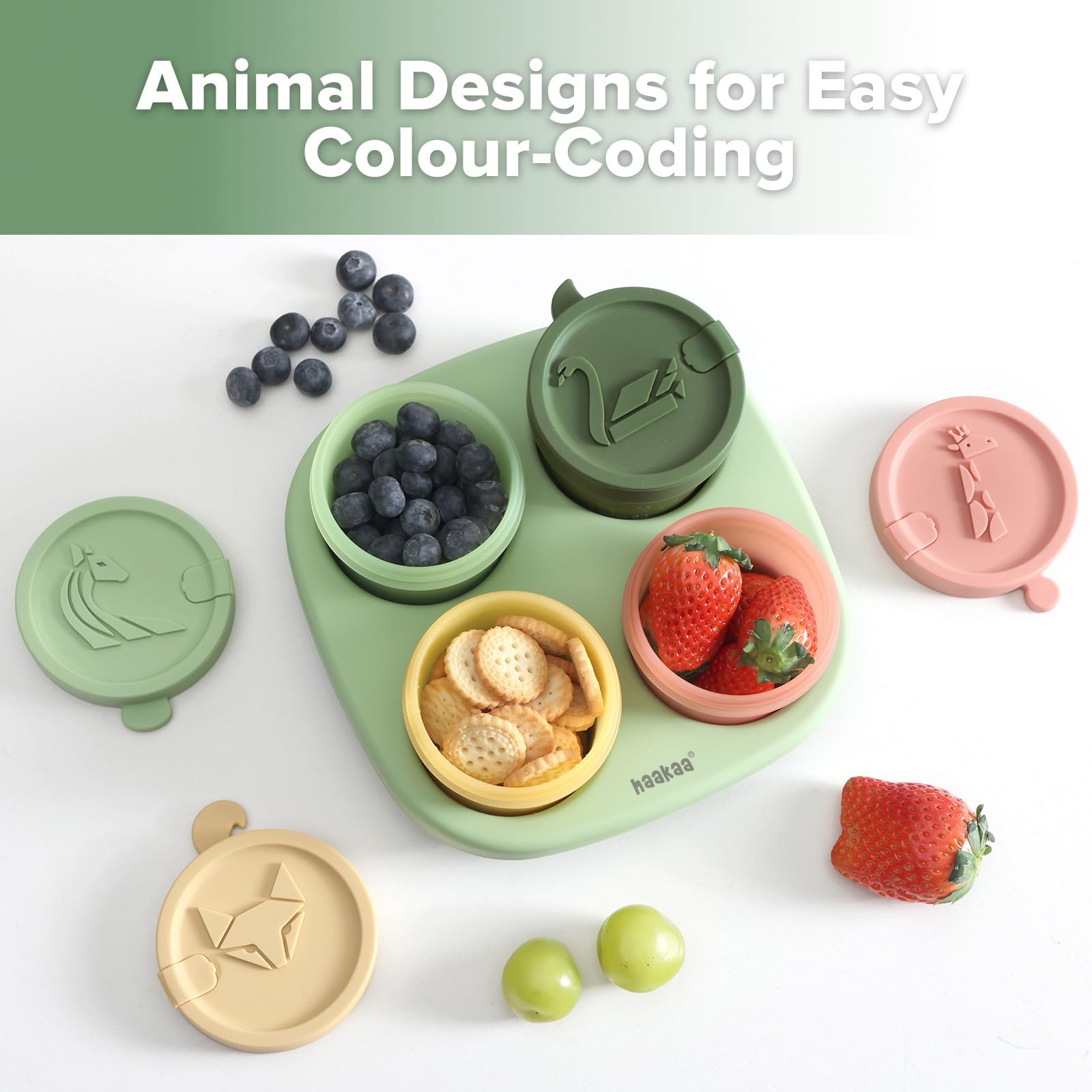 haakaa-silicone-baby-food-containers-with-animal-lids-and-tray-4-oz-120-ml-4-pac image 7