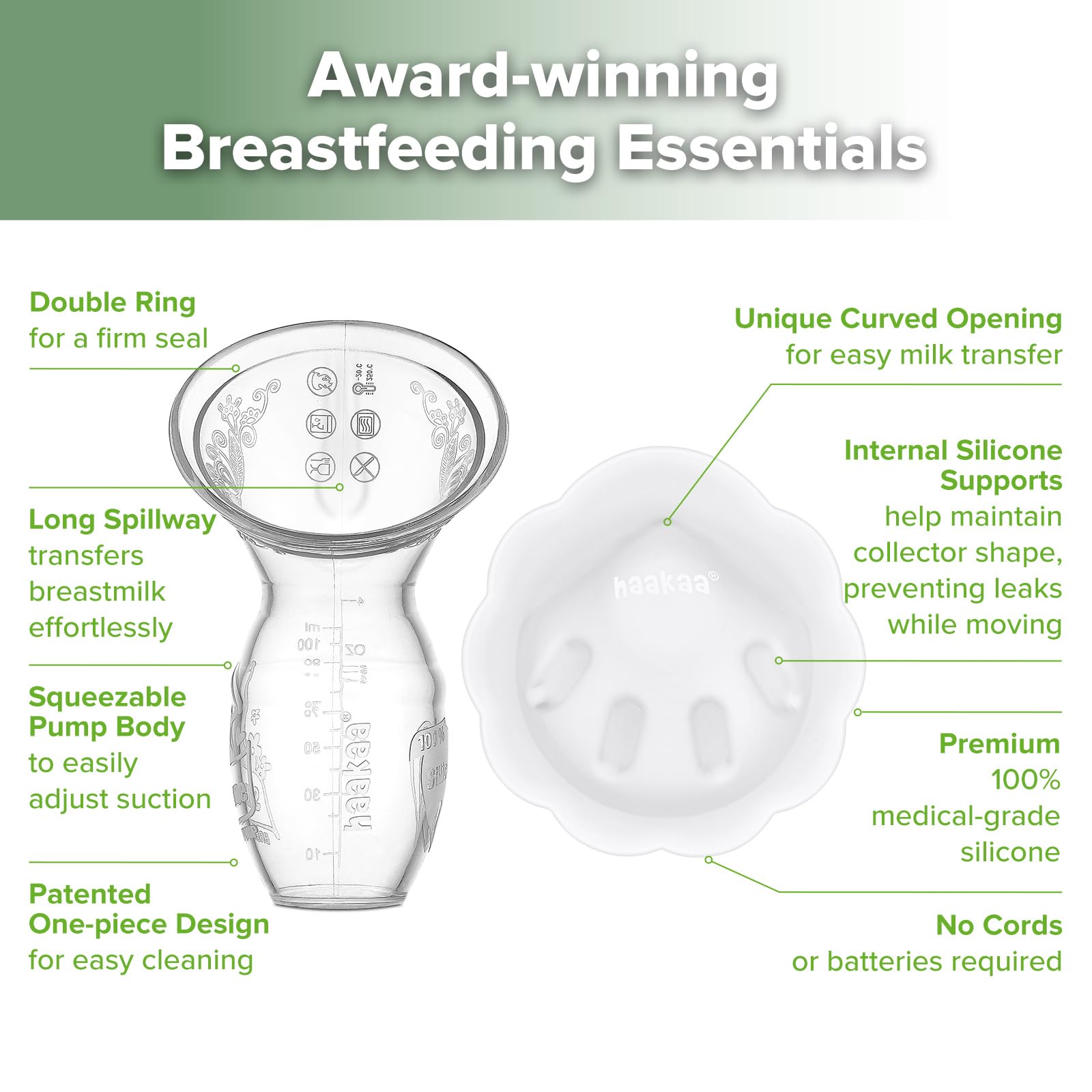 haakaa-manual-breast-pump-4oz-100ml-and-petal-milk-collector-combo-with-cleaning image 4