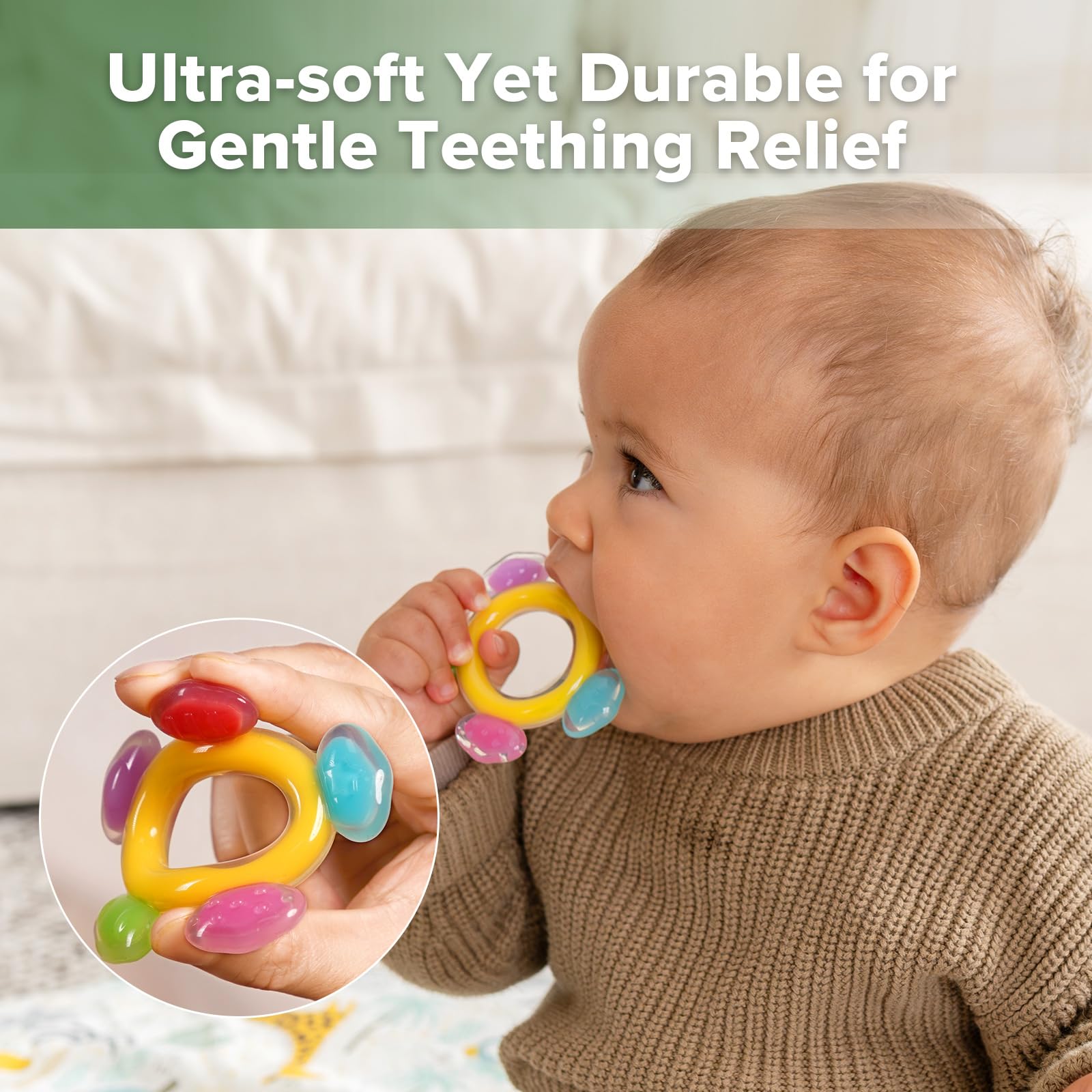 haakaa-ferris-wheel-silicone-teether-with-freezer-cooling-relief-for-babies-3-mo image 2