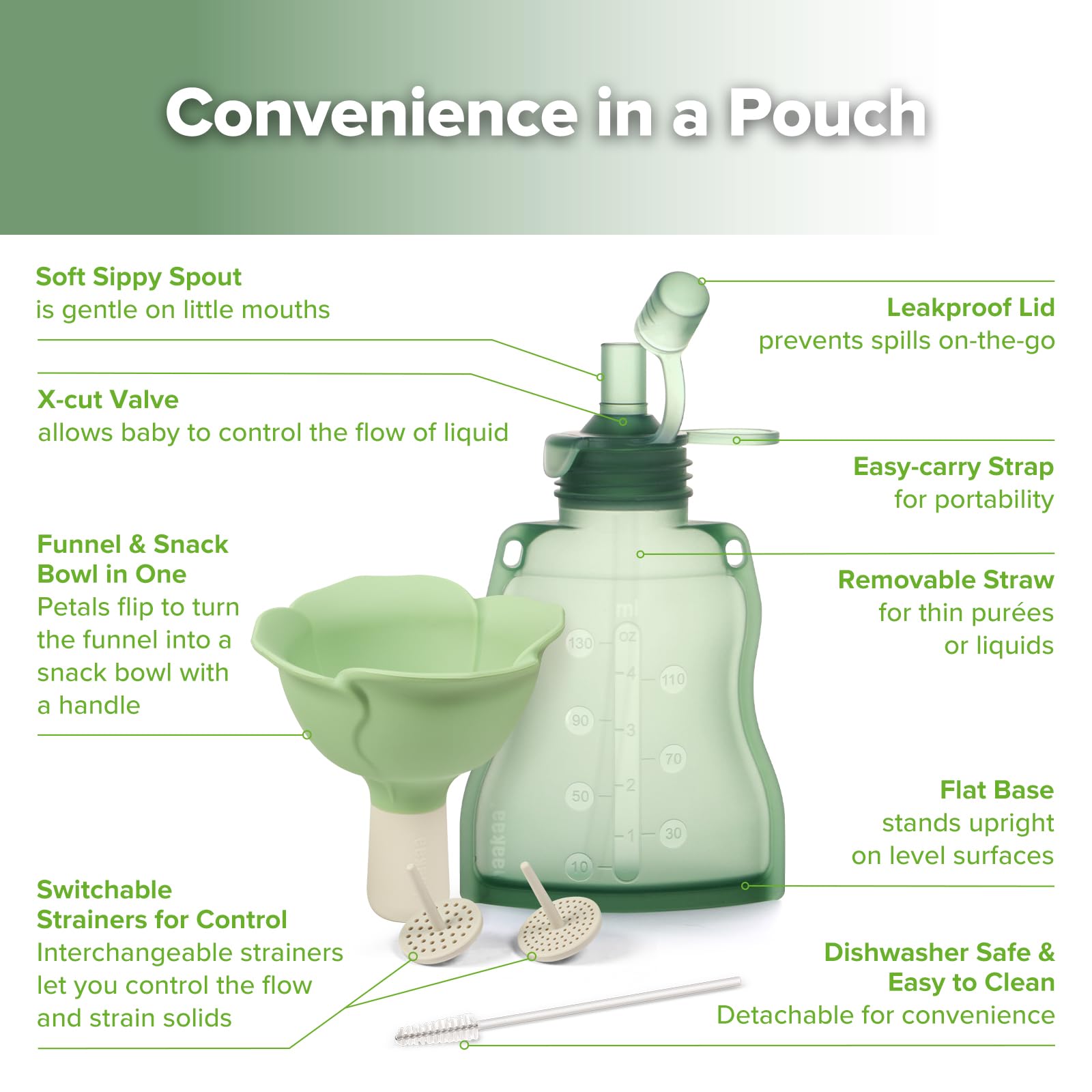 haakaa-fill-go-yummy-pouch-flower-funnel-combo-pea-green-pouches-2pcs-spring-gre image 4