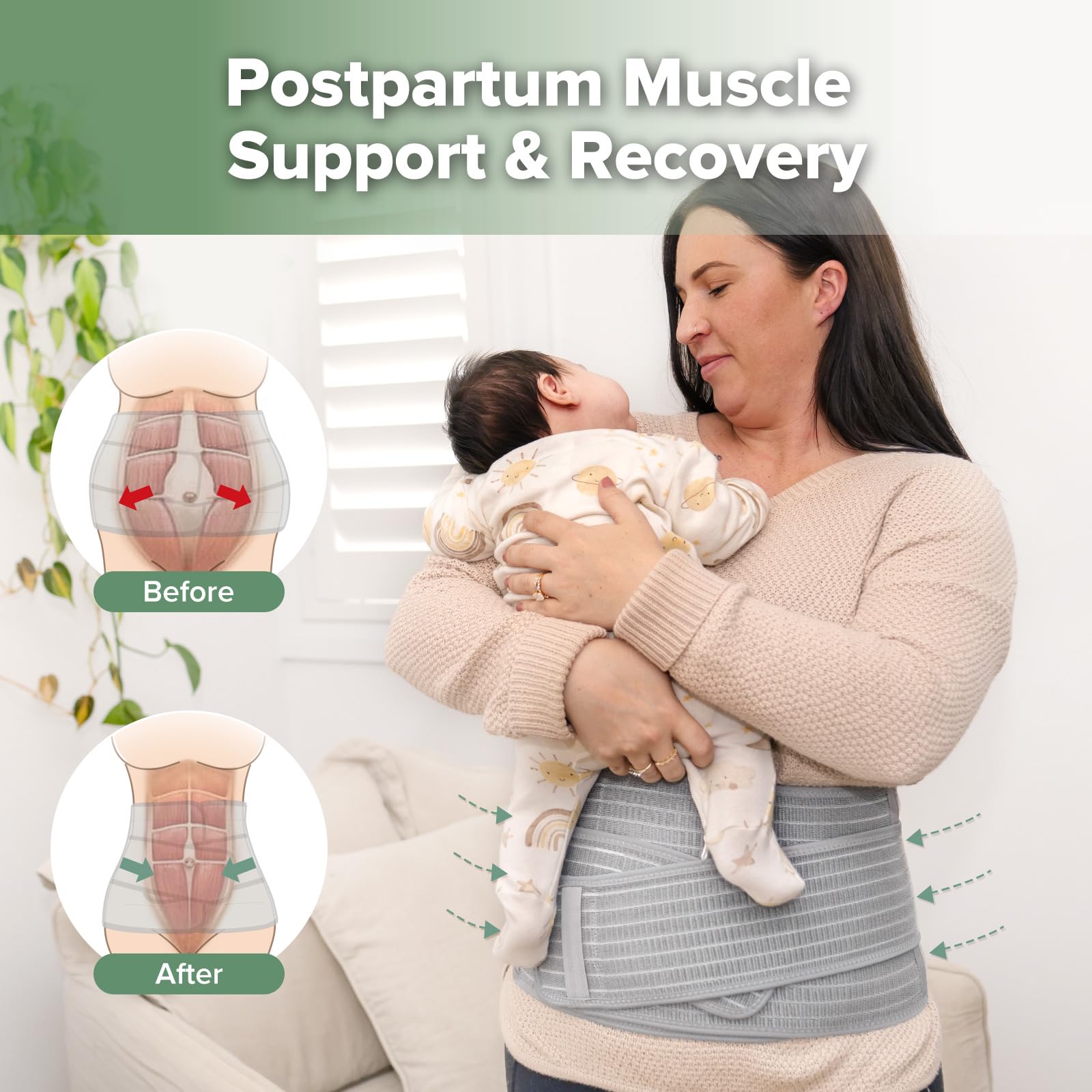 haakaa-pregnancy-postpartum-belly-band-2-in-1-support-wrap-natural-latex-one-siz image 4