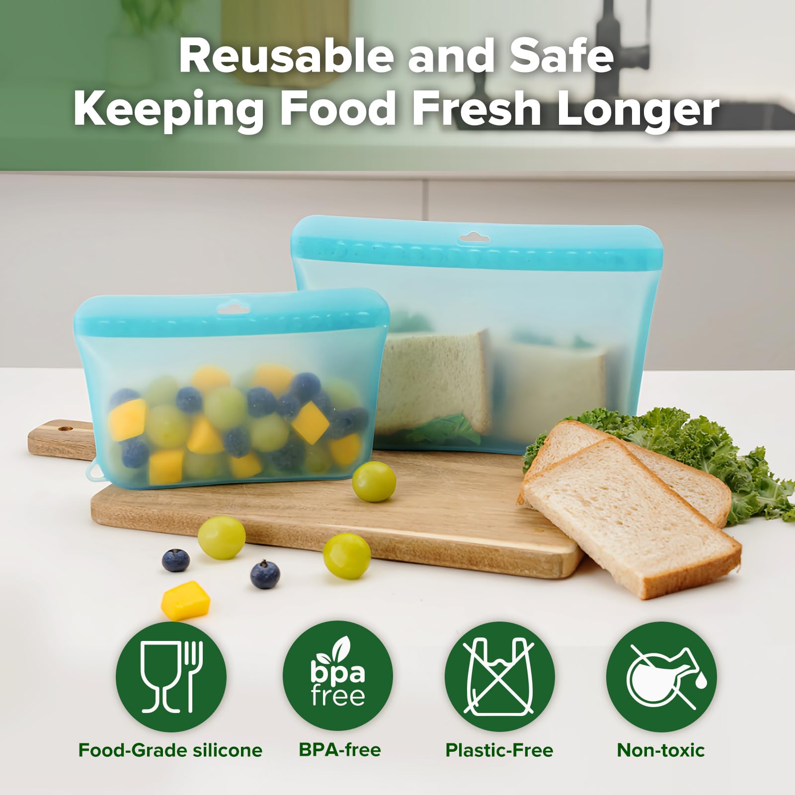 haakaa-dot-seal-reusable-silicone-food-storage-bags-3-pack-16oz-33oz-50-7oz-turq image 2