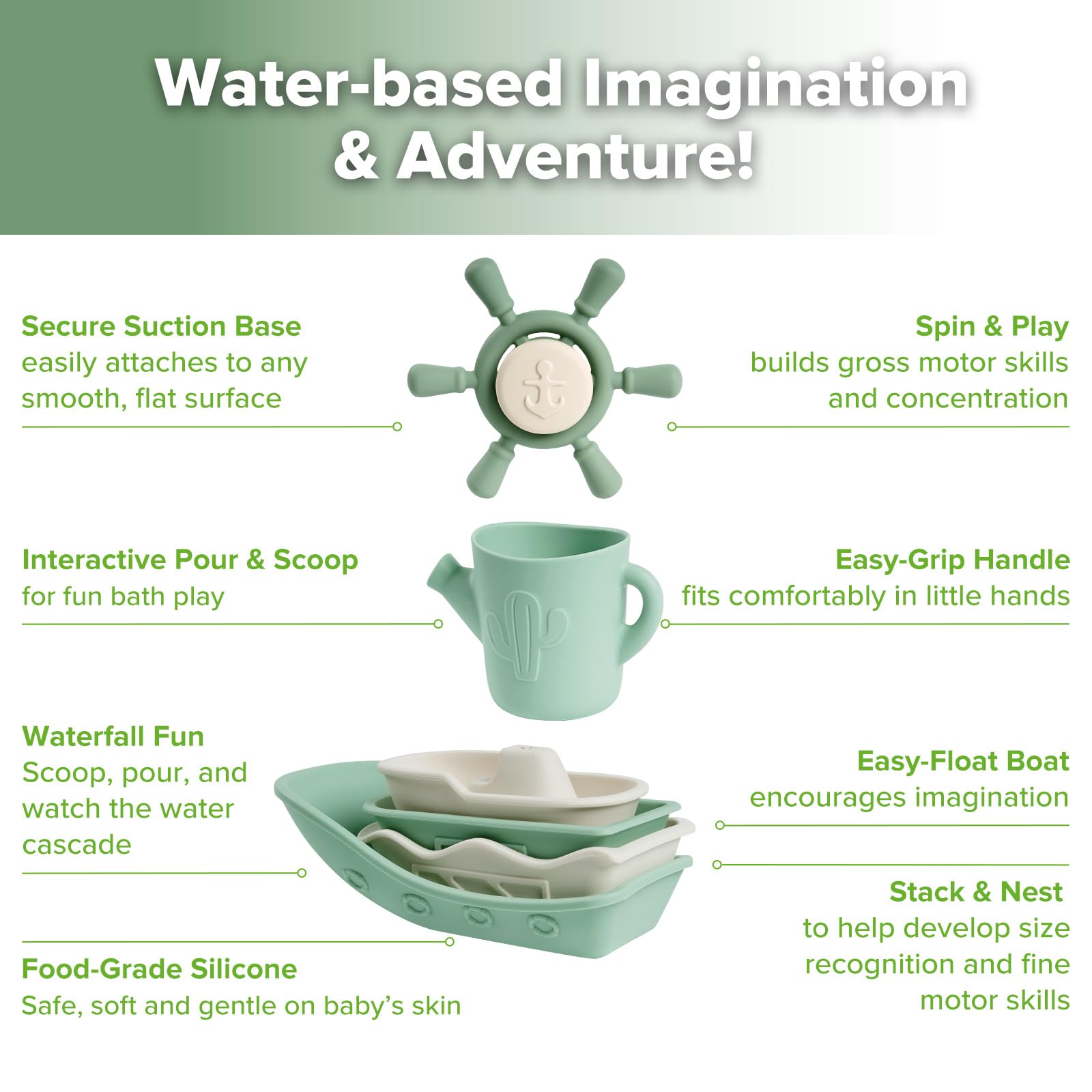 haakaa-nautical-silicone-baby-bath-toys-set-mold-free-stacking-boats-spinner-pou image 4