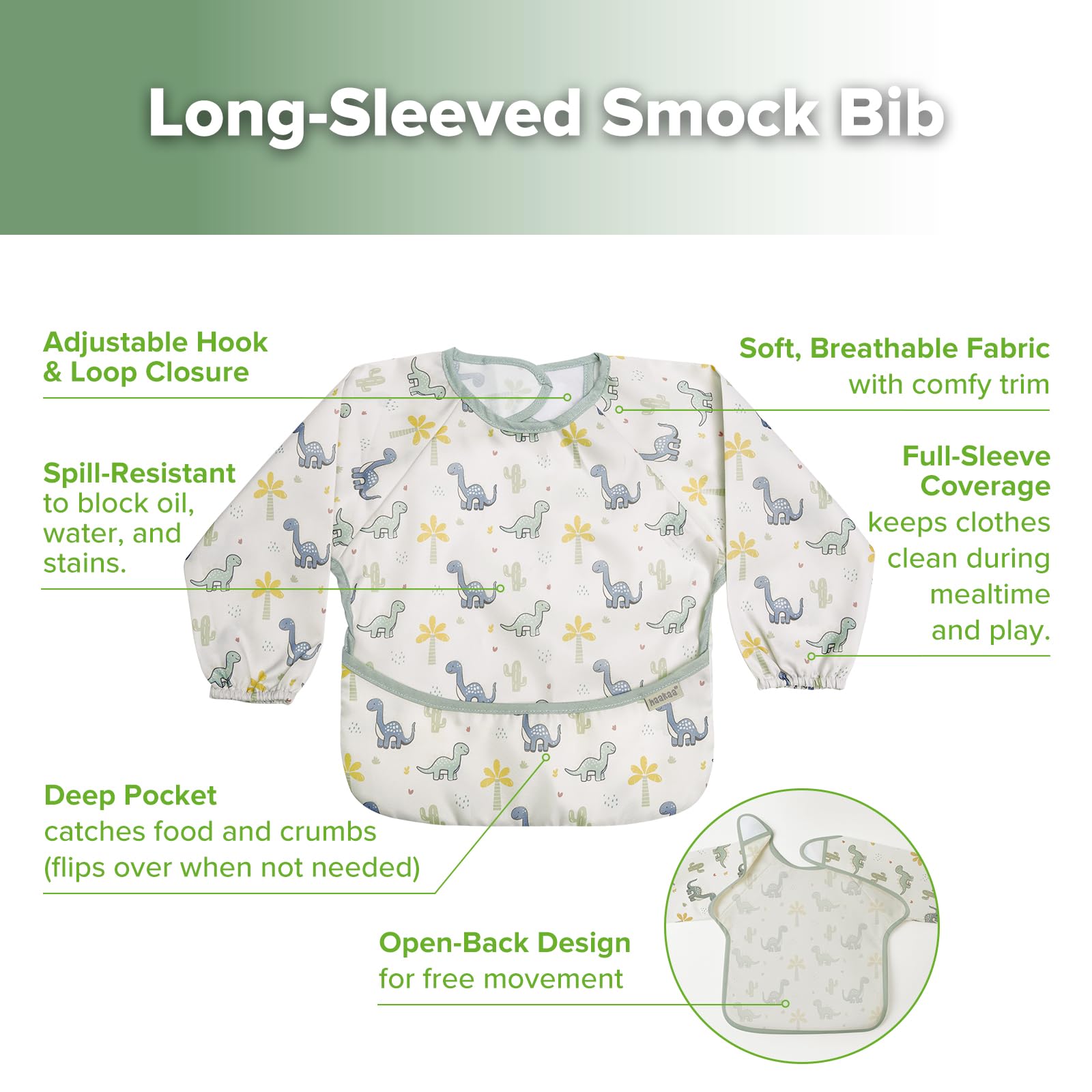 haakaa-long-sleeve-baby-bib-waterproof-adjustable-smock-for-eating-painting-play image 5