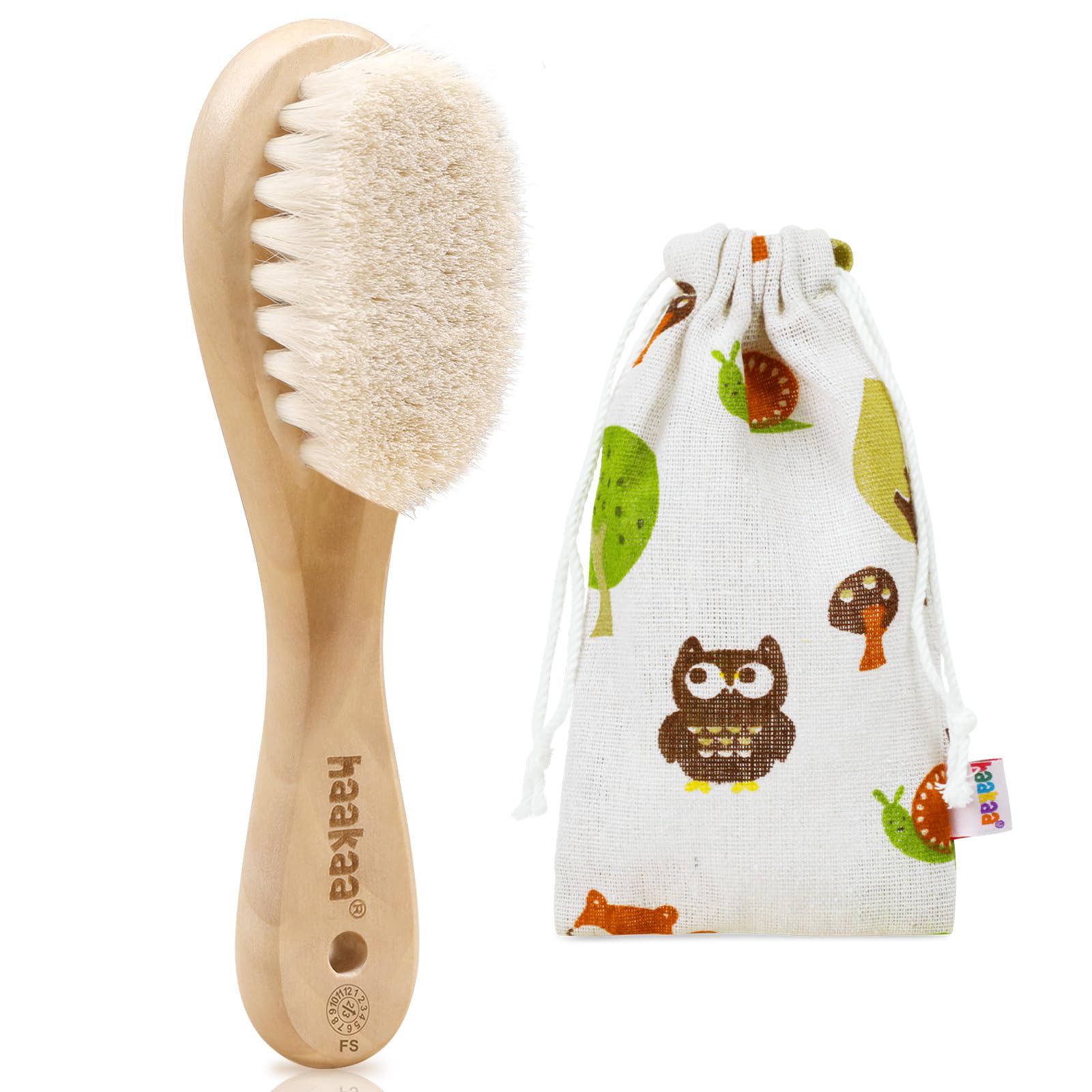 haakaa-wooden-baby-hair-brush-natural-soft-wool-bristles-for-newborns-toddlers-c image 1