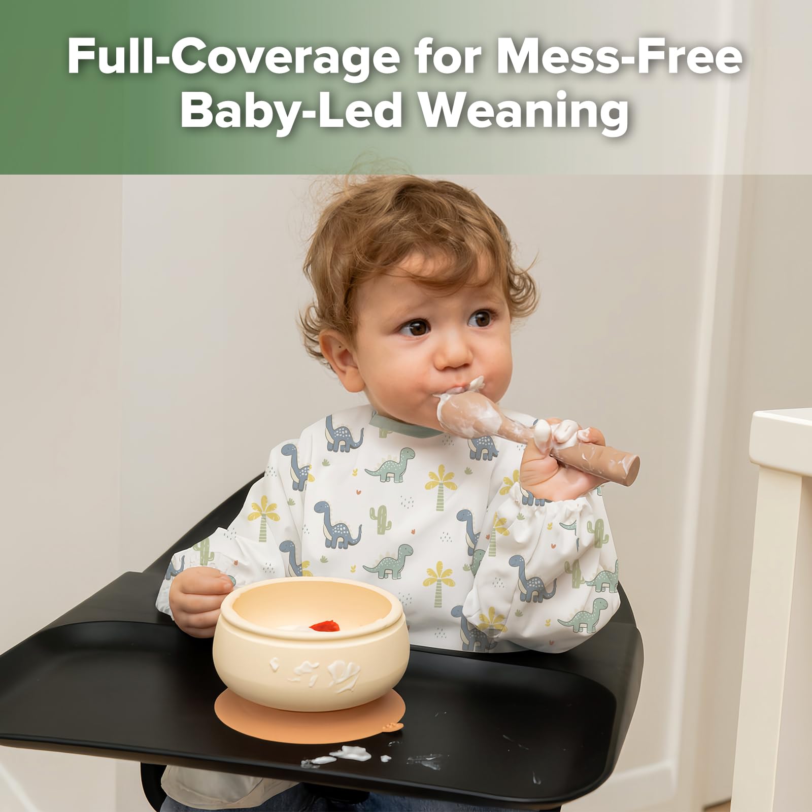 haakaa-long-sleeve-baby-bib-waterproof-adjustable-smock-for-eating-painting-play image 2