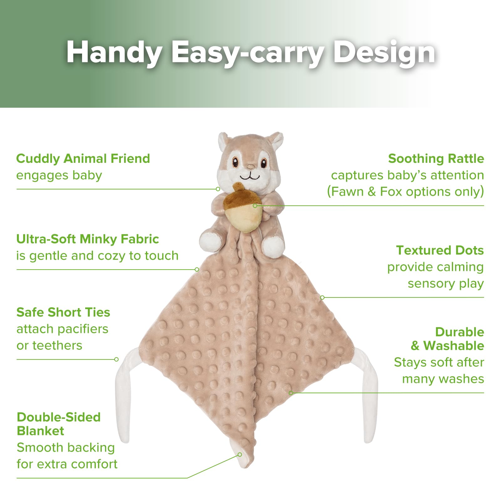 haakaa-squirrel-security-blanket-ultra-soft-minky-lovey-for-babies-with-pacifier image 4