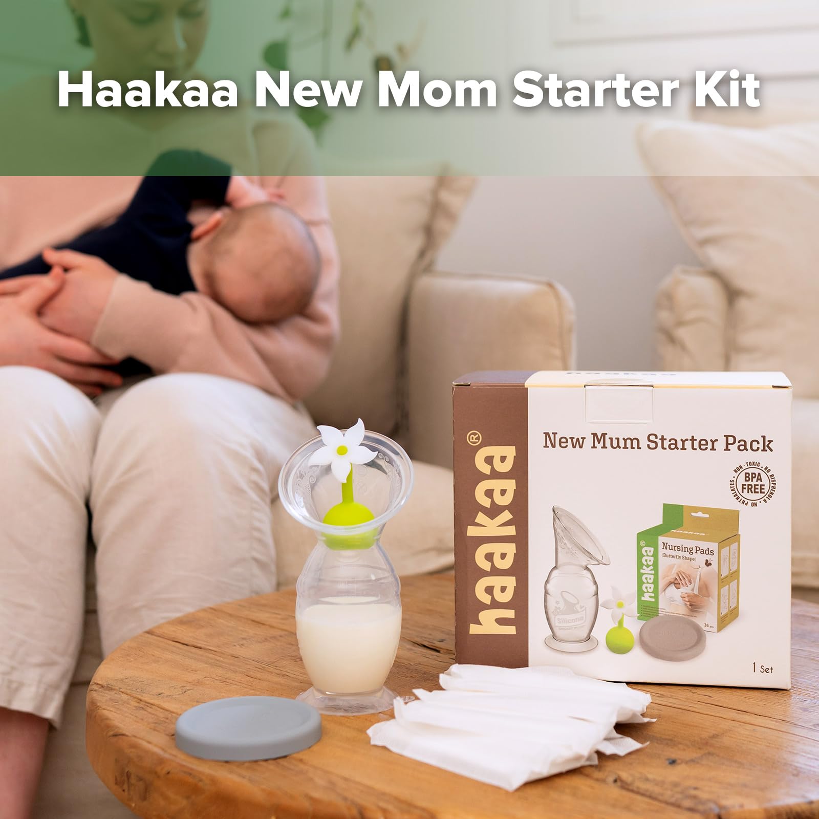 haakaa-new-mum-starter-pack-with-silicone-manual-breast-pump-5oz-150ml-flower-st image 2